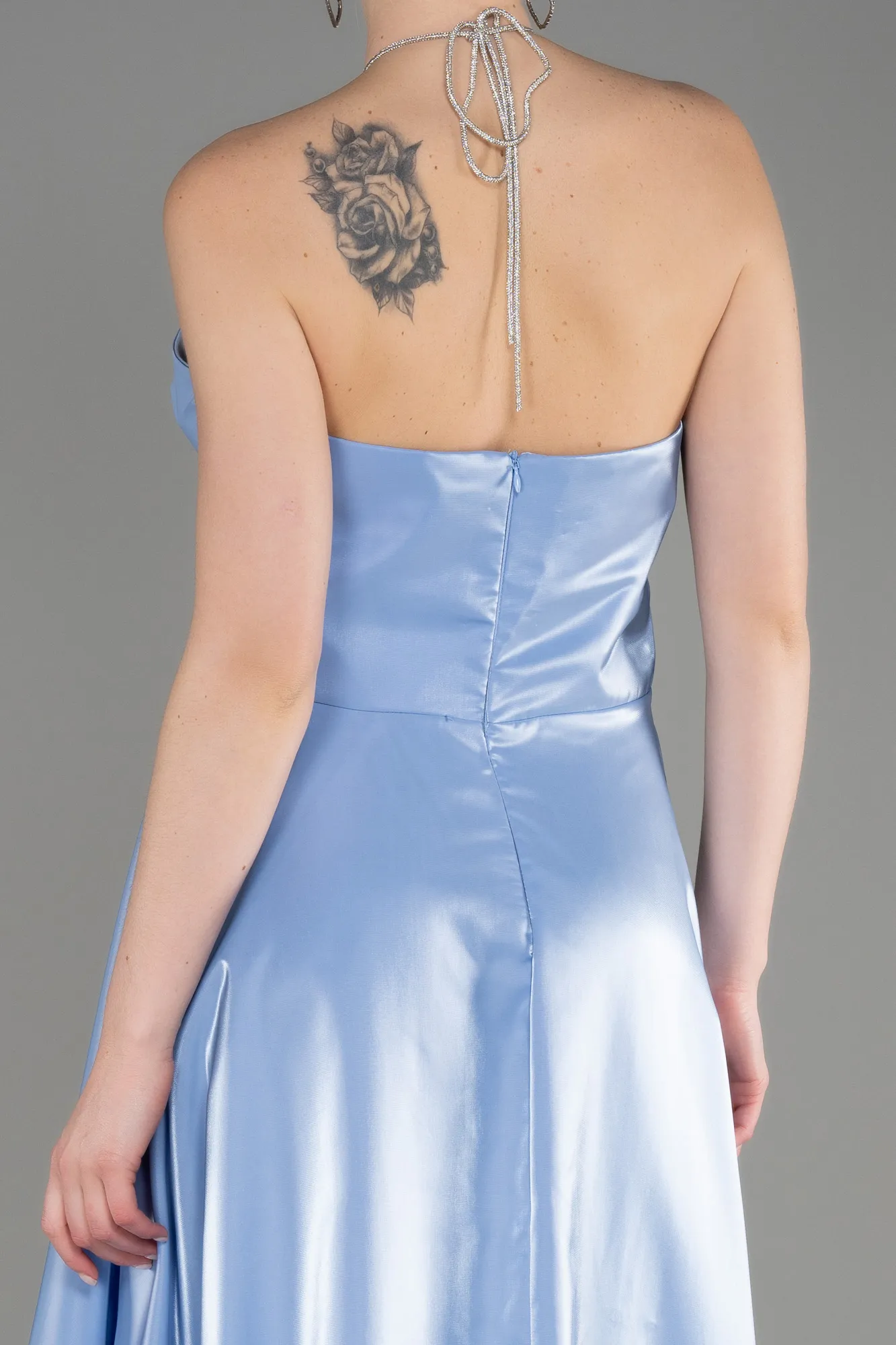 Ice Blue-Long Satin Evening Dress ABU3755