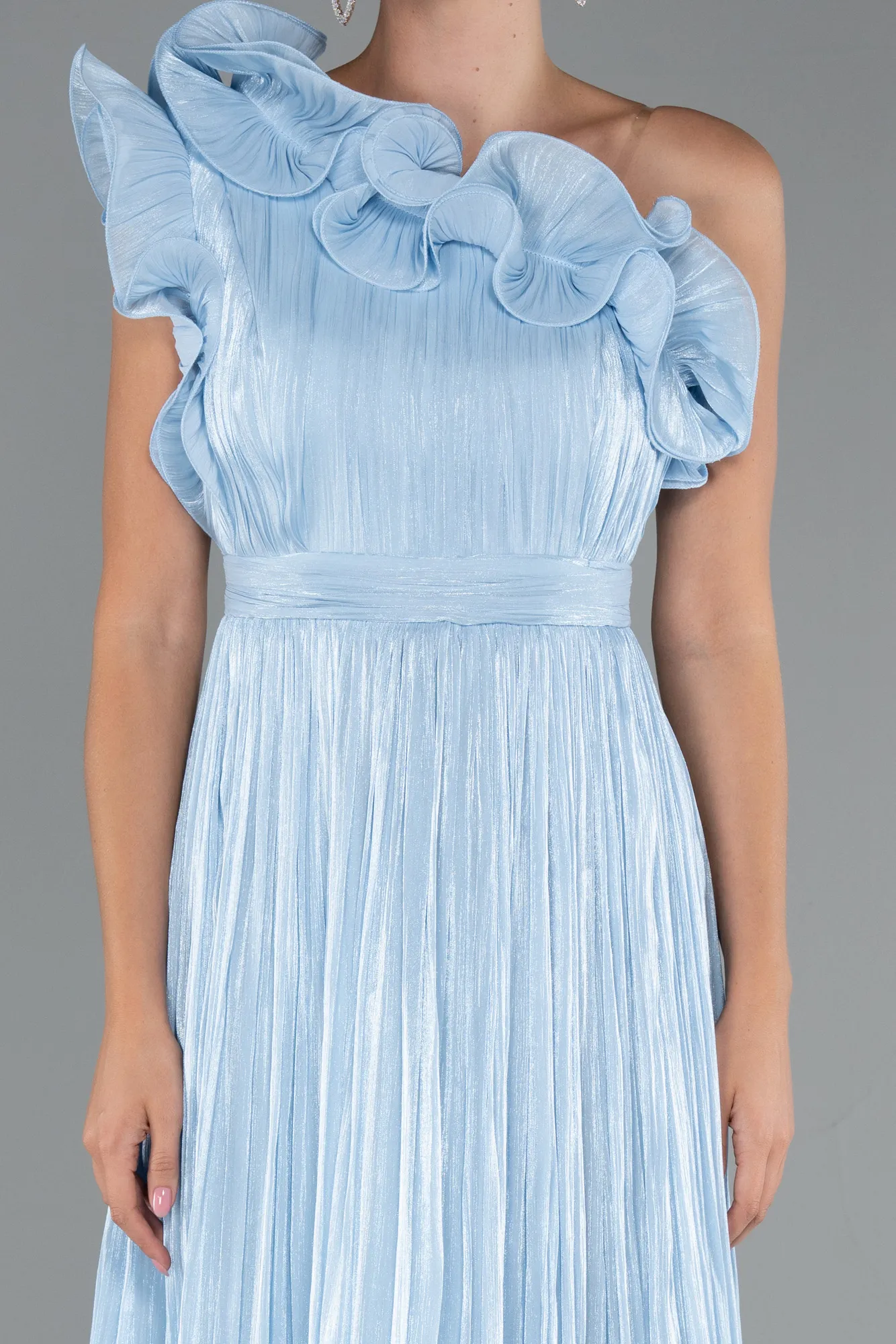 Ice Blue-Midi Chiffon Cocktail Dress ABK2434