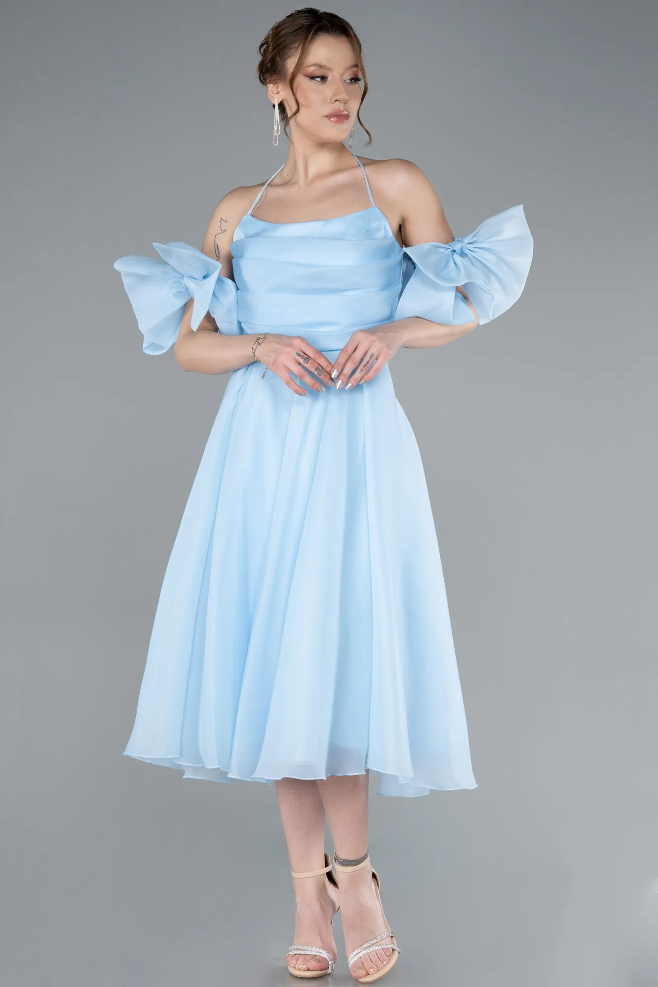 Ice Blue-Midi Cocktail Dress ABK2290