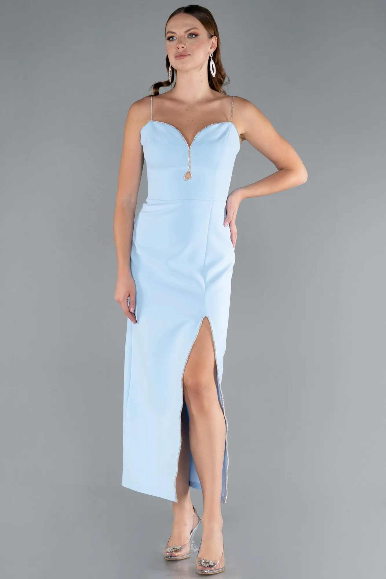 Ice Blue-Midi Evening Dress ABK1965
