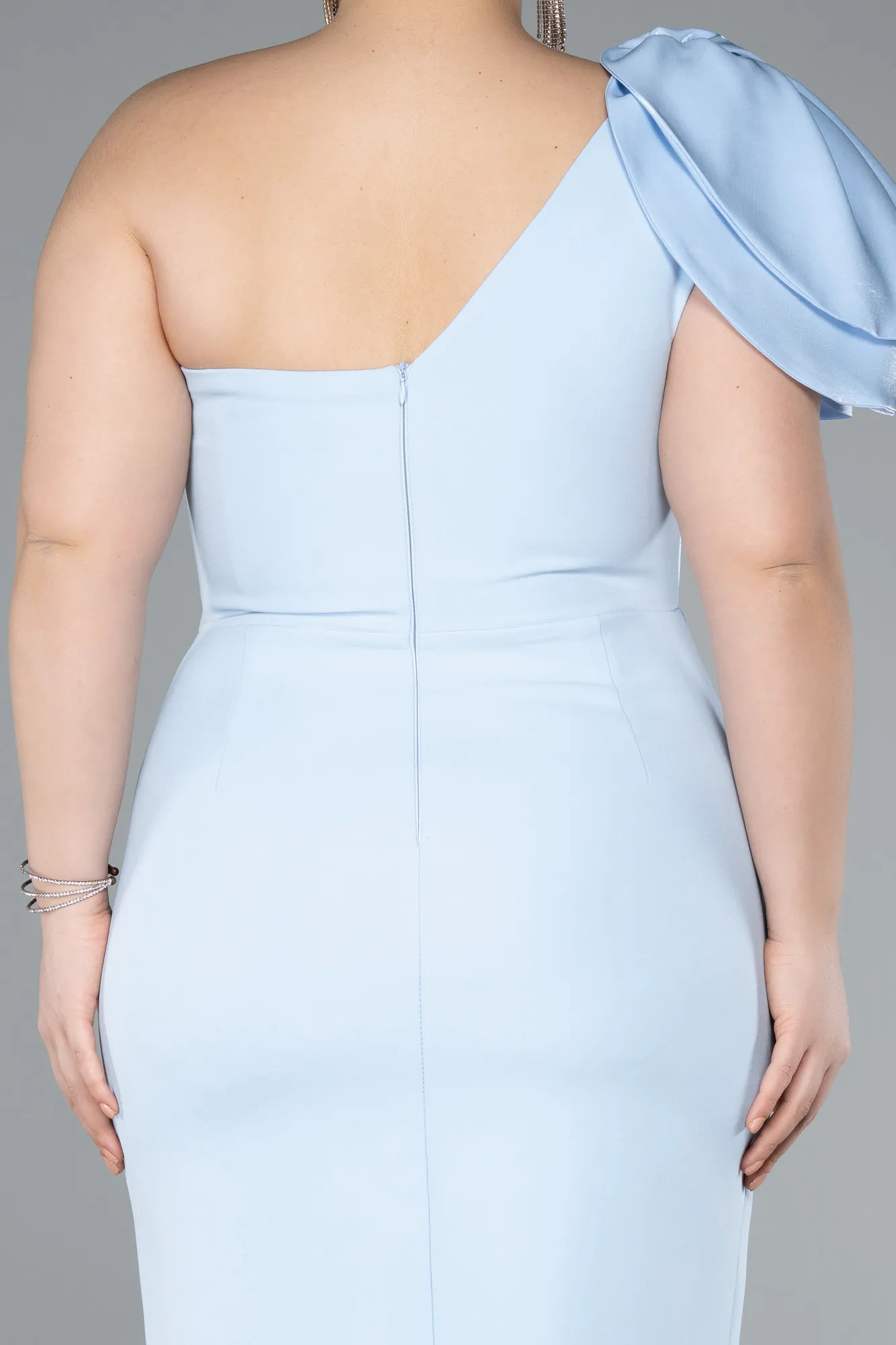 Ice Blue-Midi Plus Size Party Dress ABK2319