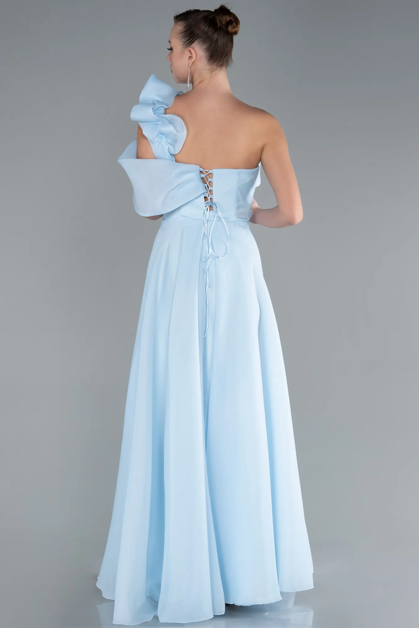 Ice Blue-One Shoulder Long Prom Dress ABU4727