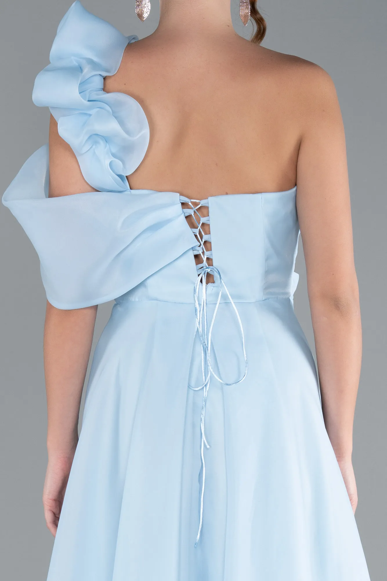 Ice Blue-One Shoulder Long Prom Dress ABU4727