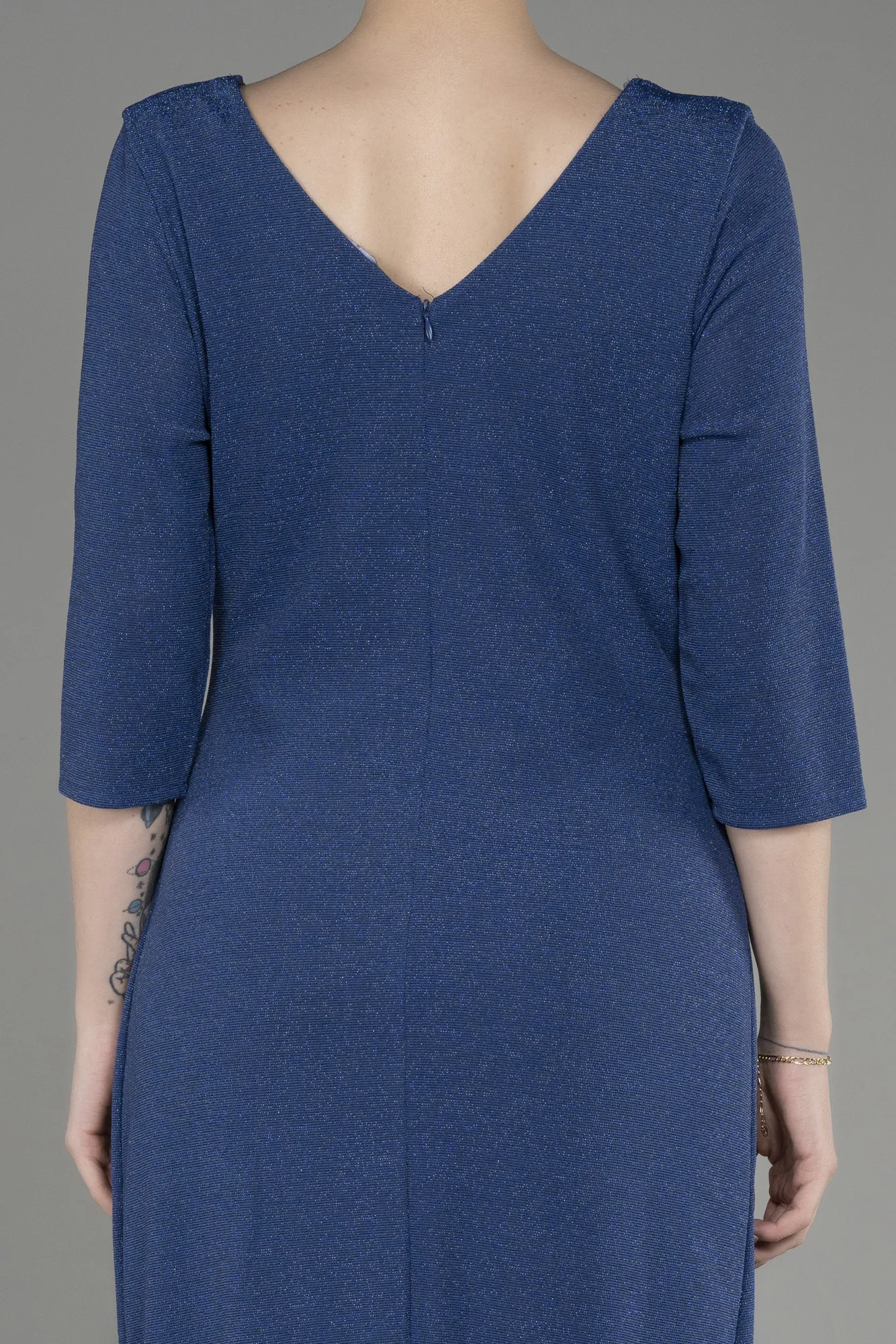 Indigo-Capri Sleeve Midi Plus Size Evening Dress ABK1950