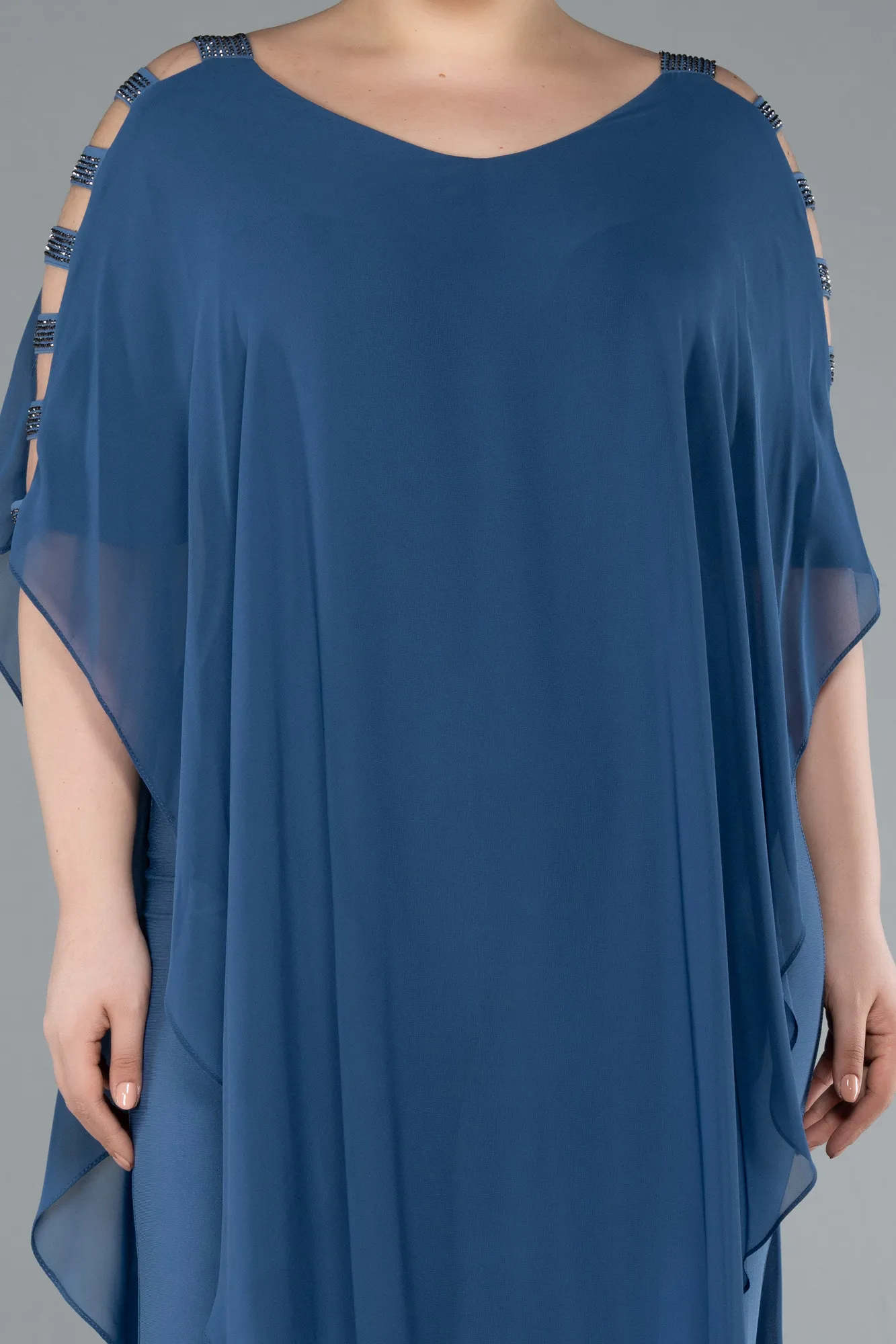 Indigo-Chiffon Plus Size Evening Dress ABT080