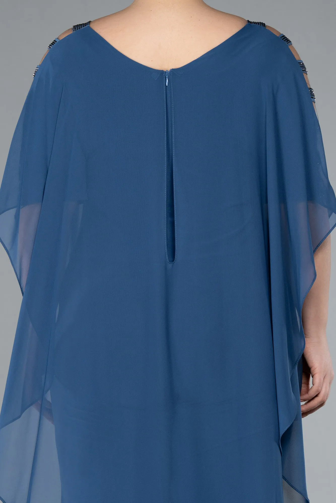 Indigo-Chiffon Plus Size Evening Dress ABT080