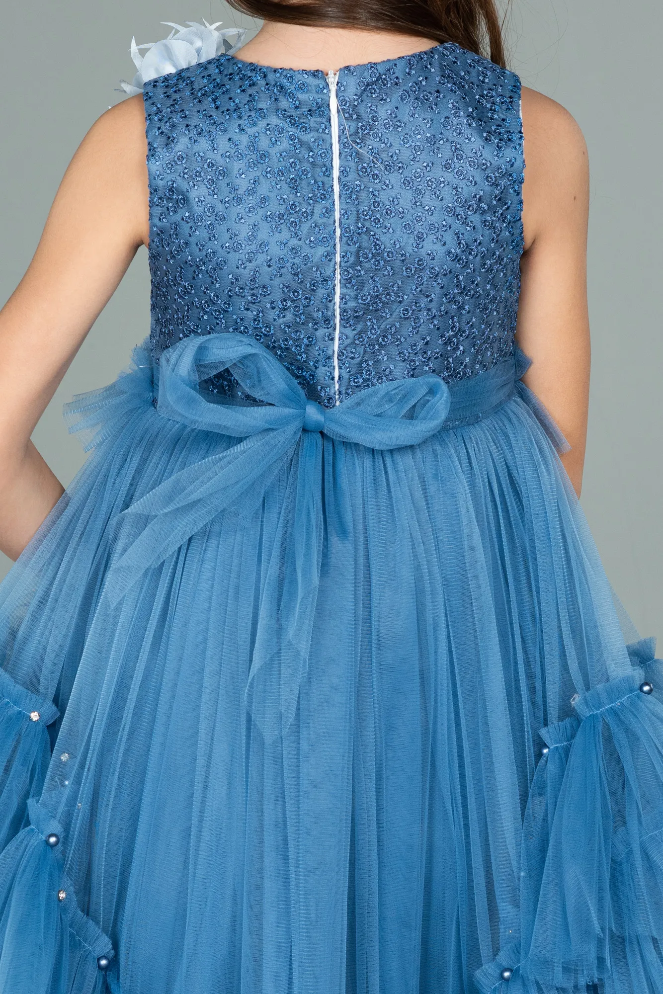 Indigo-Front Short Back Long Girl Dress ABO049