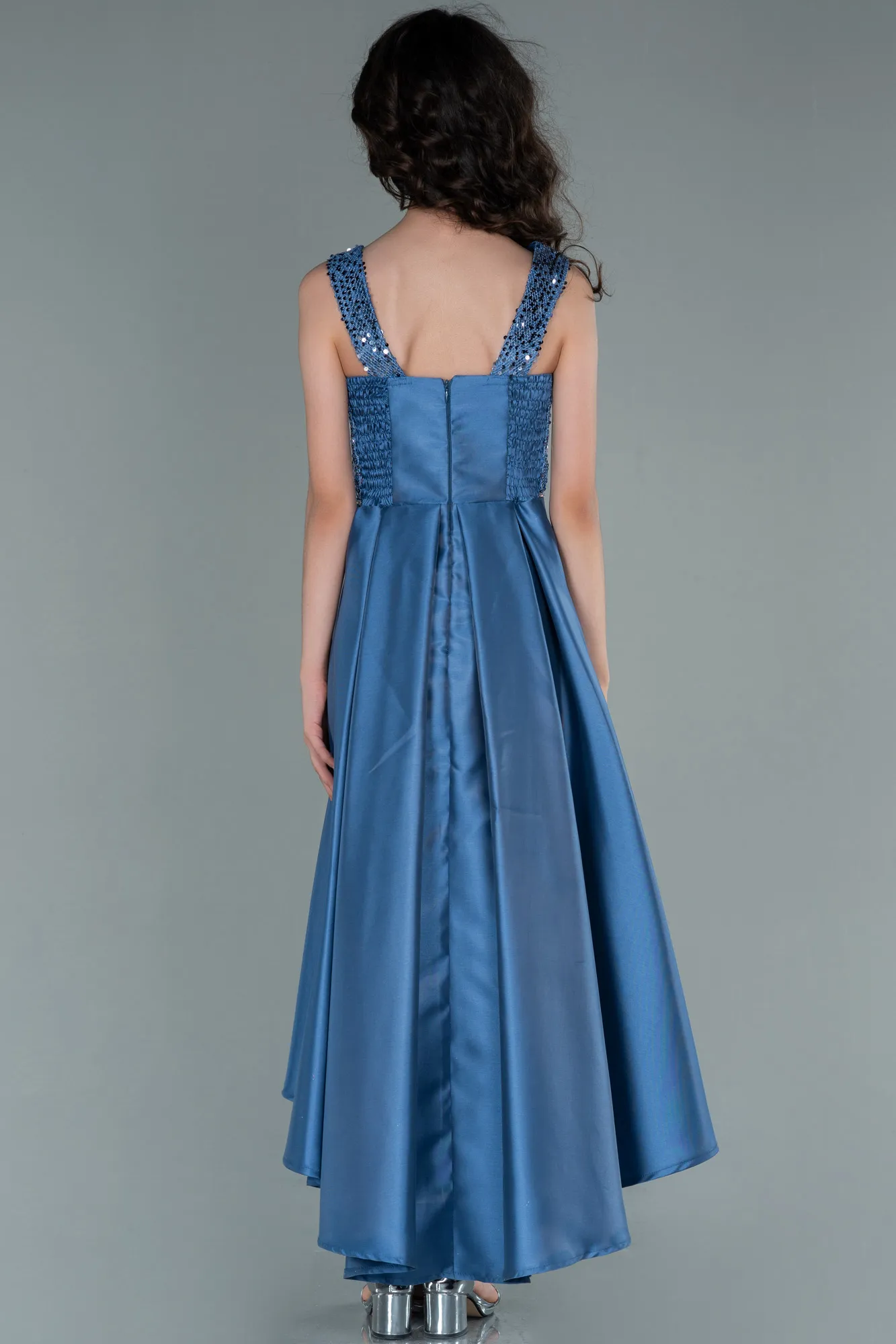 Indigo-Front Short Back Long Girl Dress ABO088