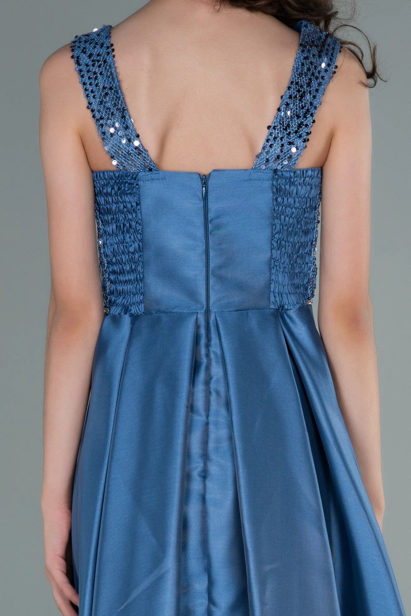 Indigo-Front Short Back Long Girl Dress ABO088