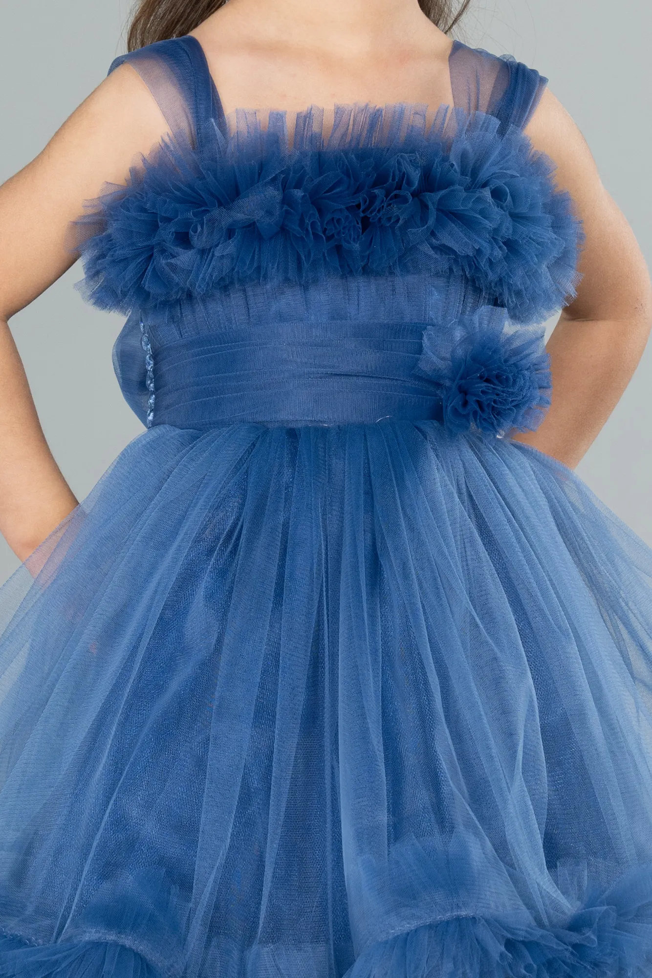 Indigo-Front Short Back Long Girl Dress ABO112