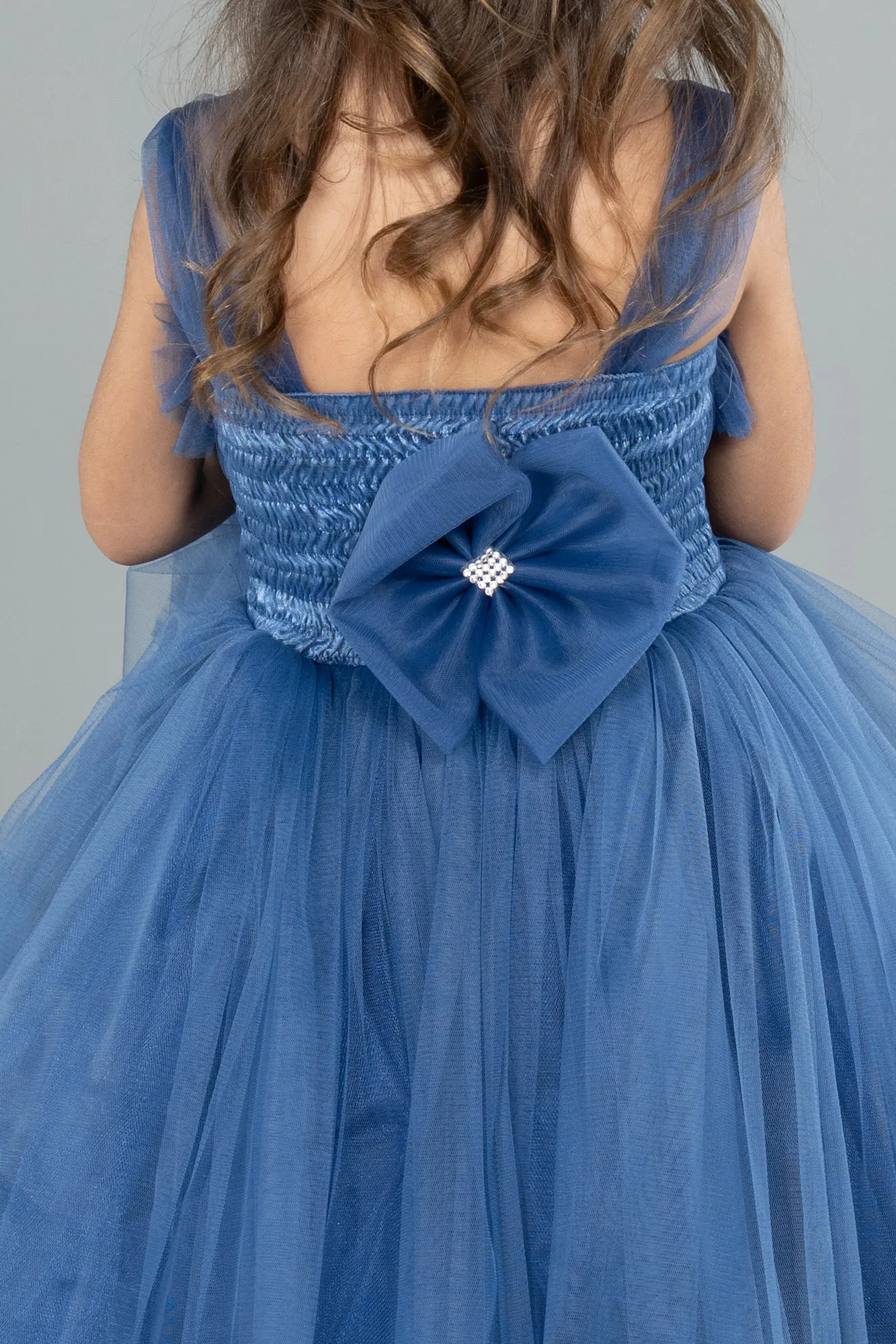 Indigo-Front Short Back Long Girl Dress ABO112