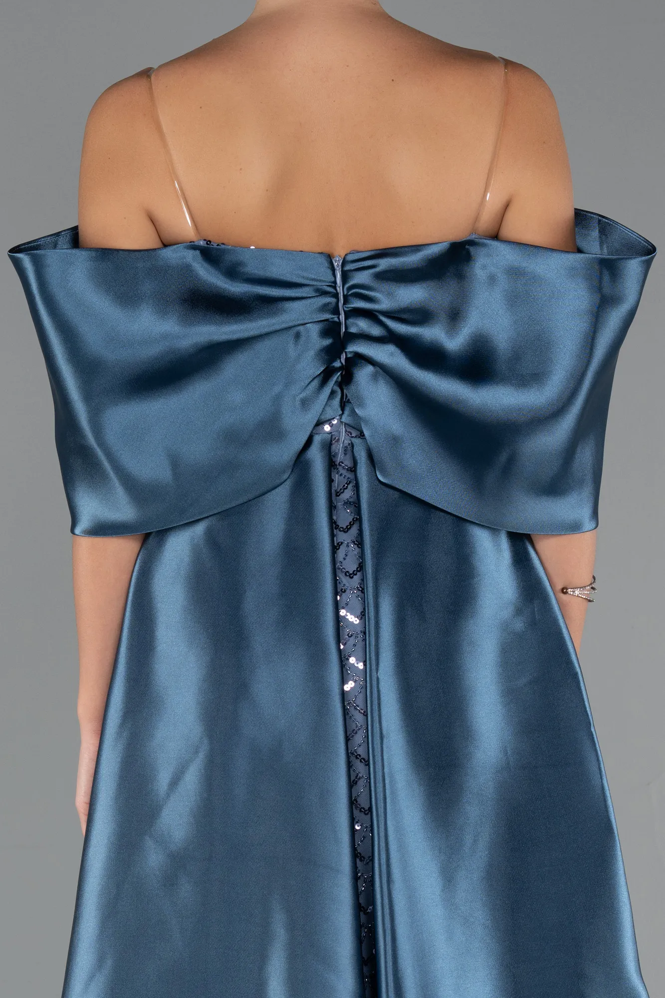 Indigo-Long Beaded Evening Dress ABU5234