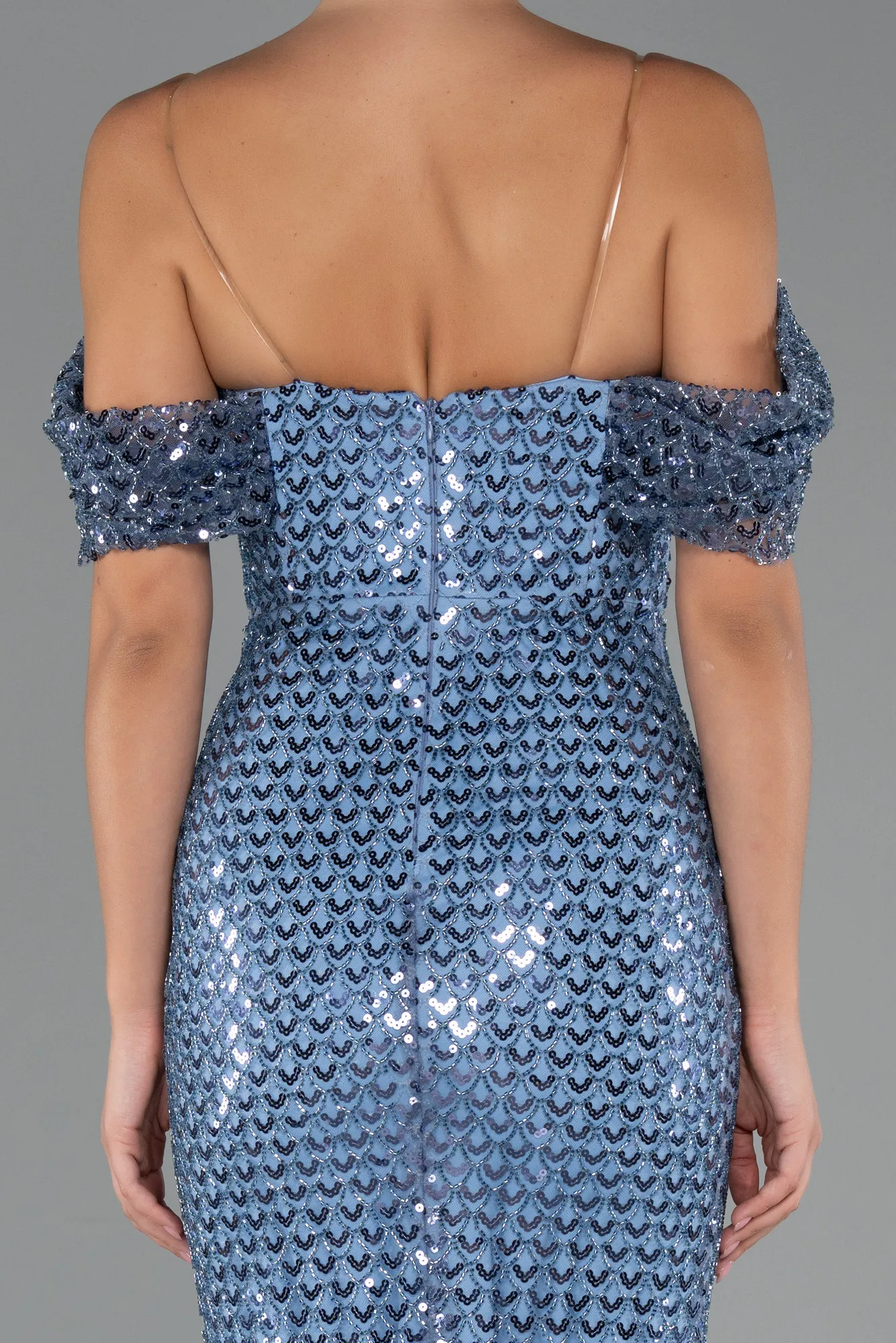 Indigo-Long Beaded Evening Dress ABU5239