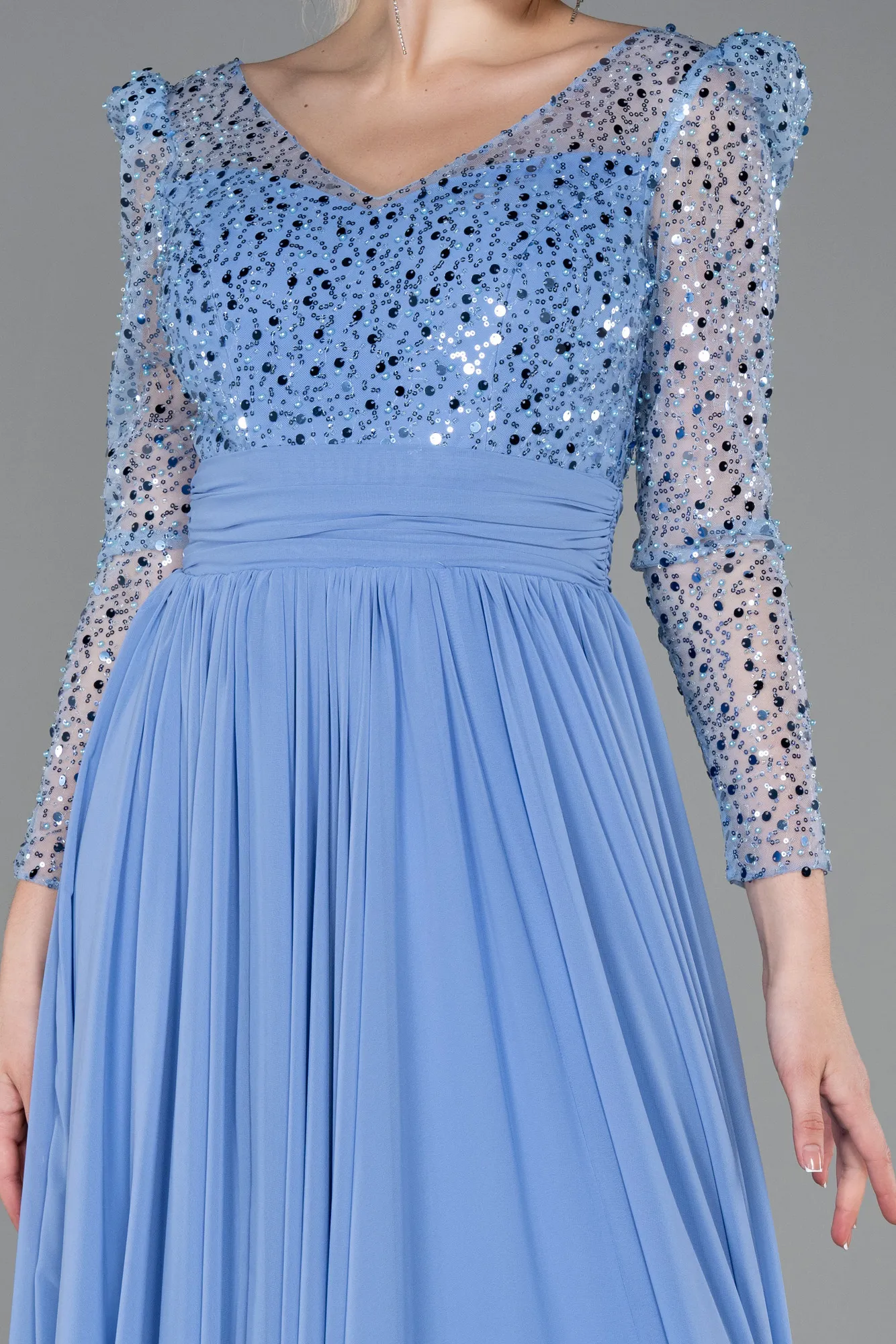 Indigo-Long Chiffon Evening Dress ABU3212