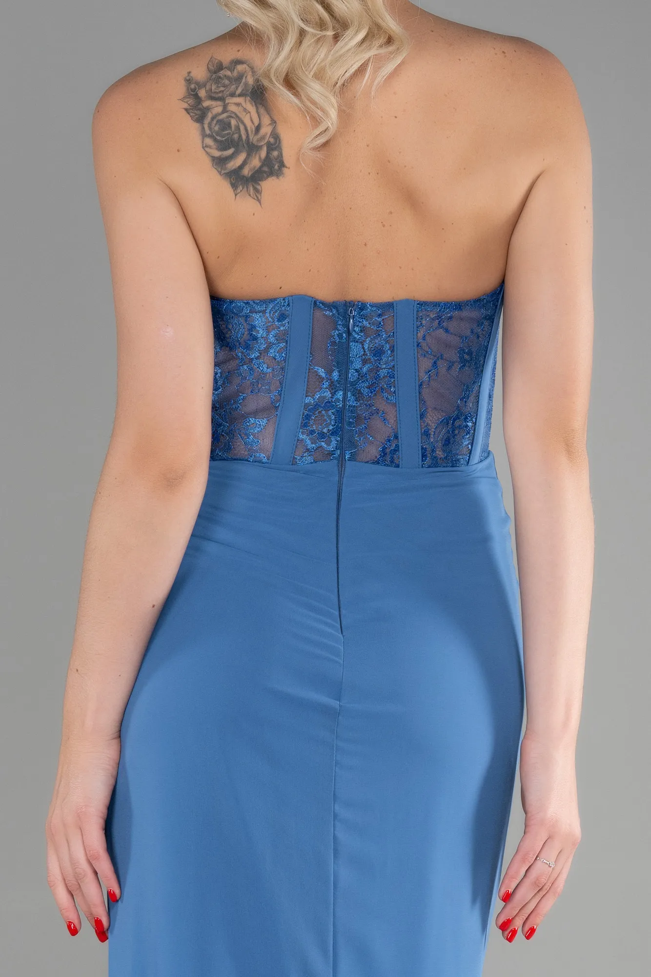 Indigo-Long Chiffon Evening Dress ABU3333