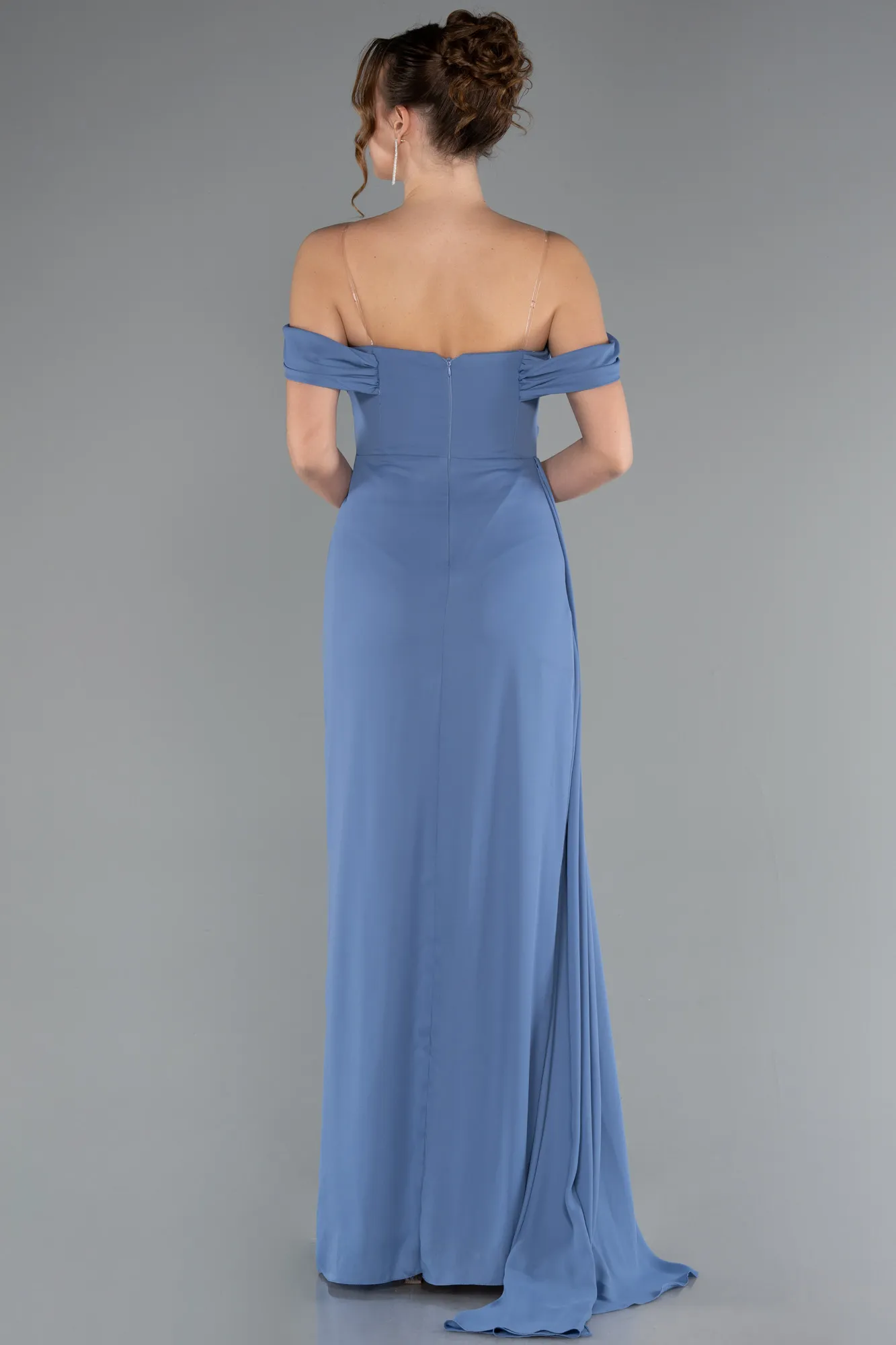 Indigo-Long Chiffon Evening Dress ABU4925