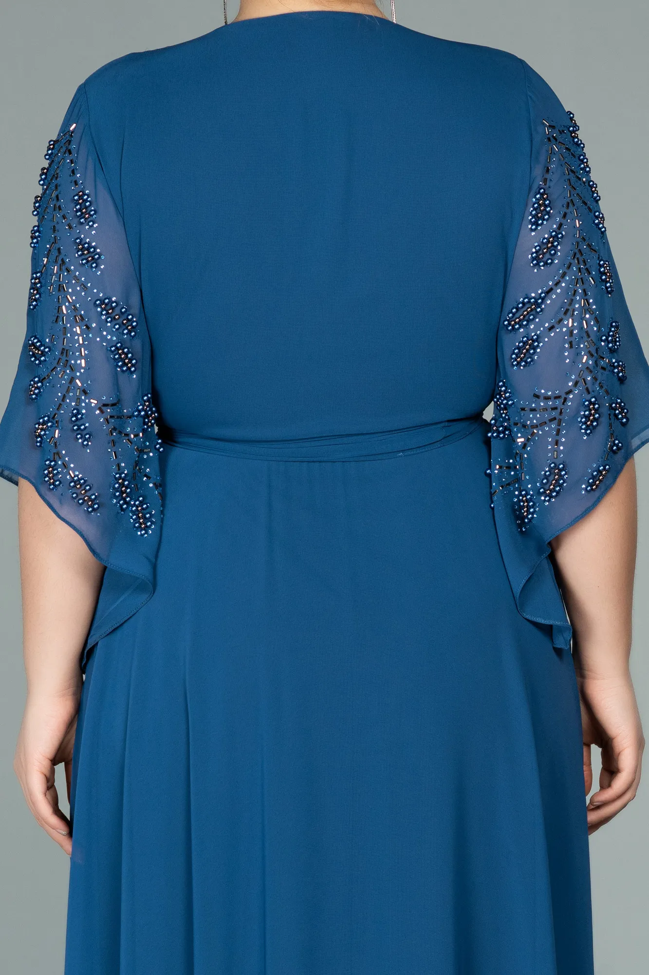 Indigo-Long Chiffon Plus Size Evening Dress ABU2071