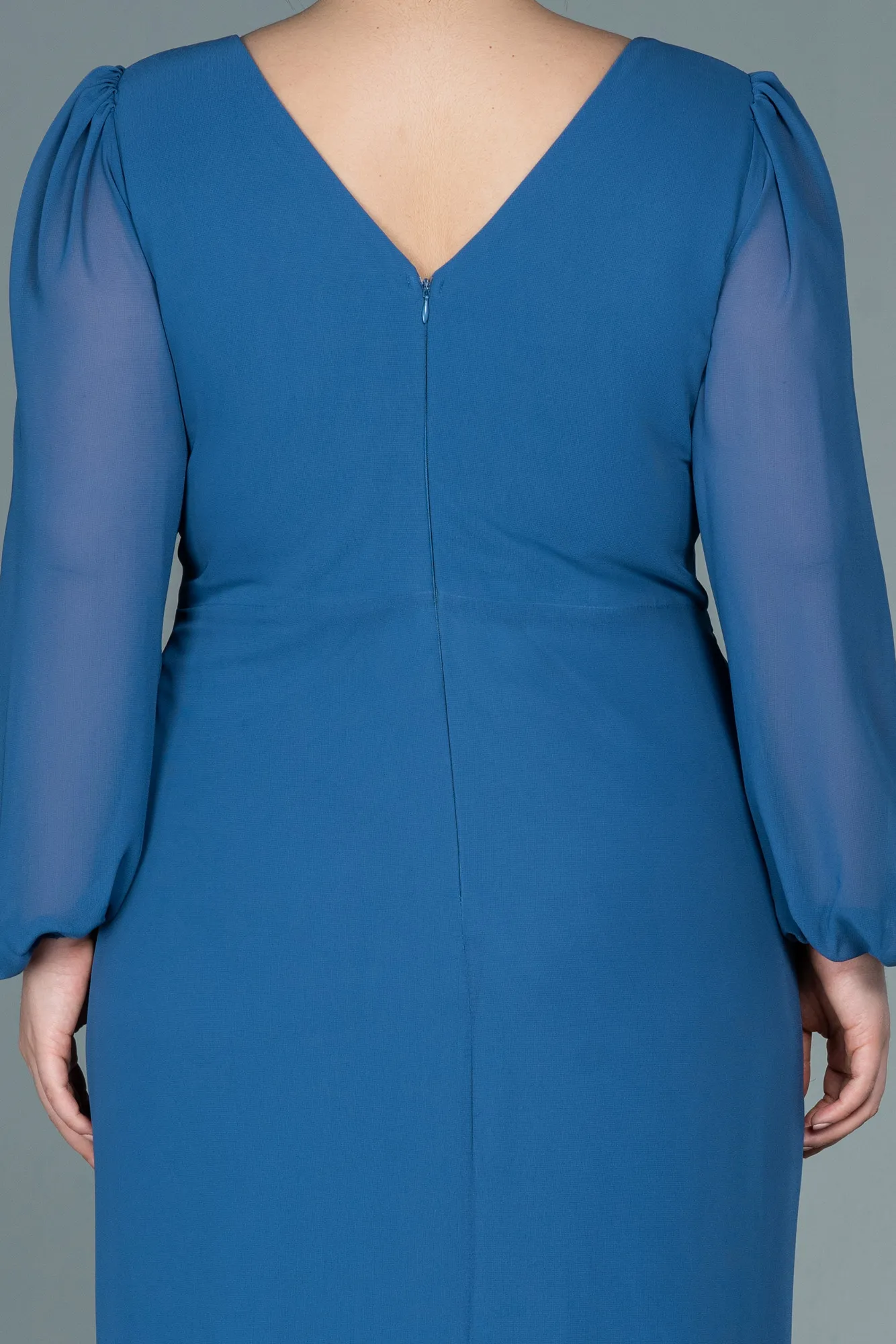 Indigo-Long Chiffon Plus Size Evening Dress ABU2763