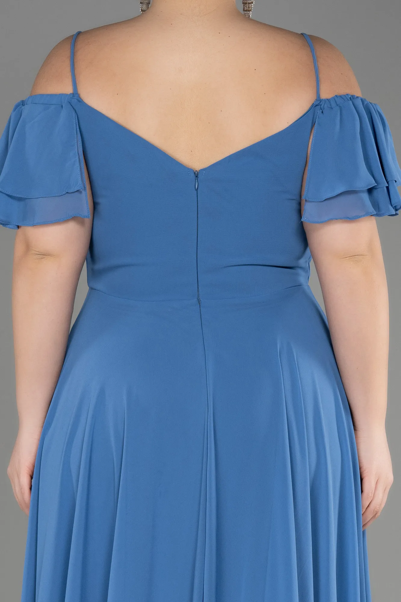 Indigo-Long Chiffon Plus Size Evening Dress ABU3259