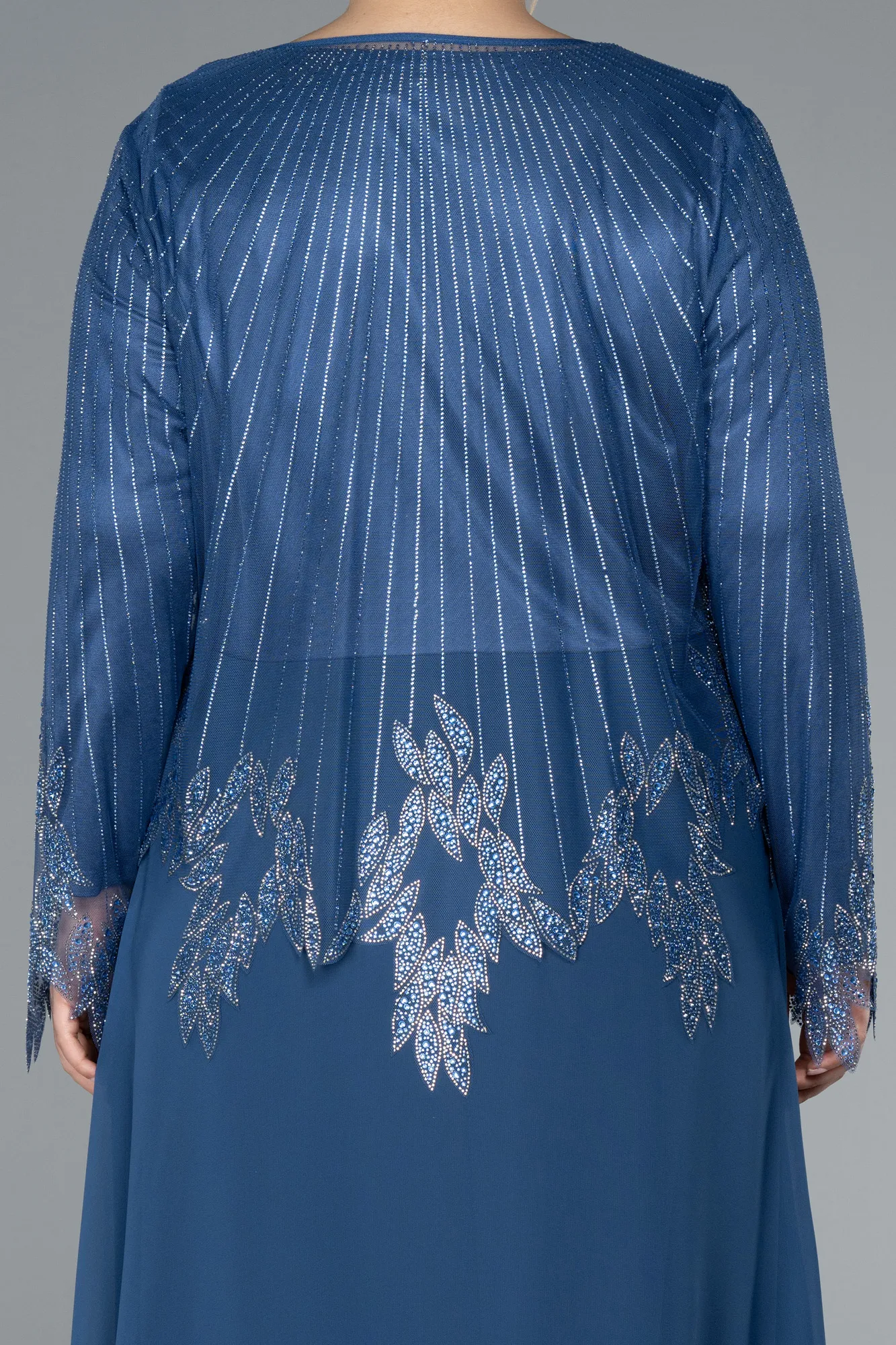 Indigo-Long Chiffon Plus Size Evening Gown ABU4631