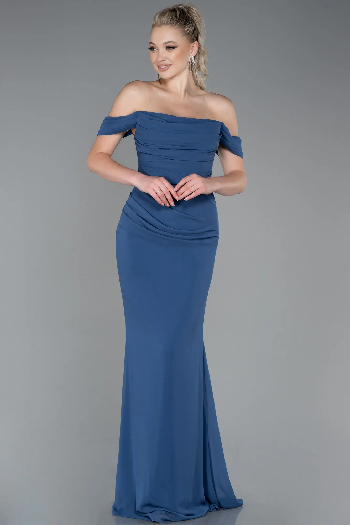 Indigo-Long Chiffon Prom Gown ABU3211
