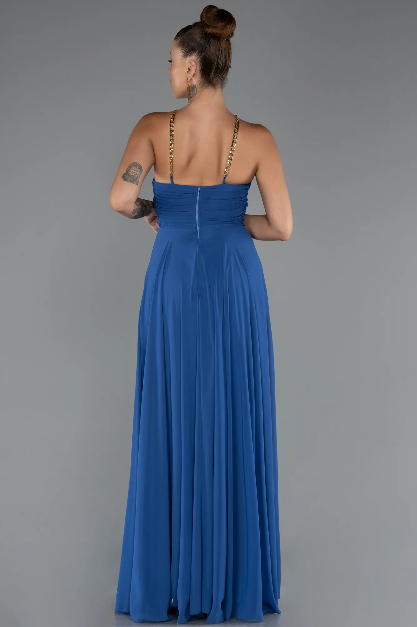 Indigo-Long Chiffon Prom Gown ABU5298