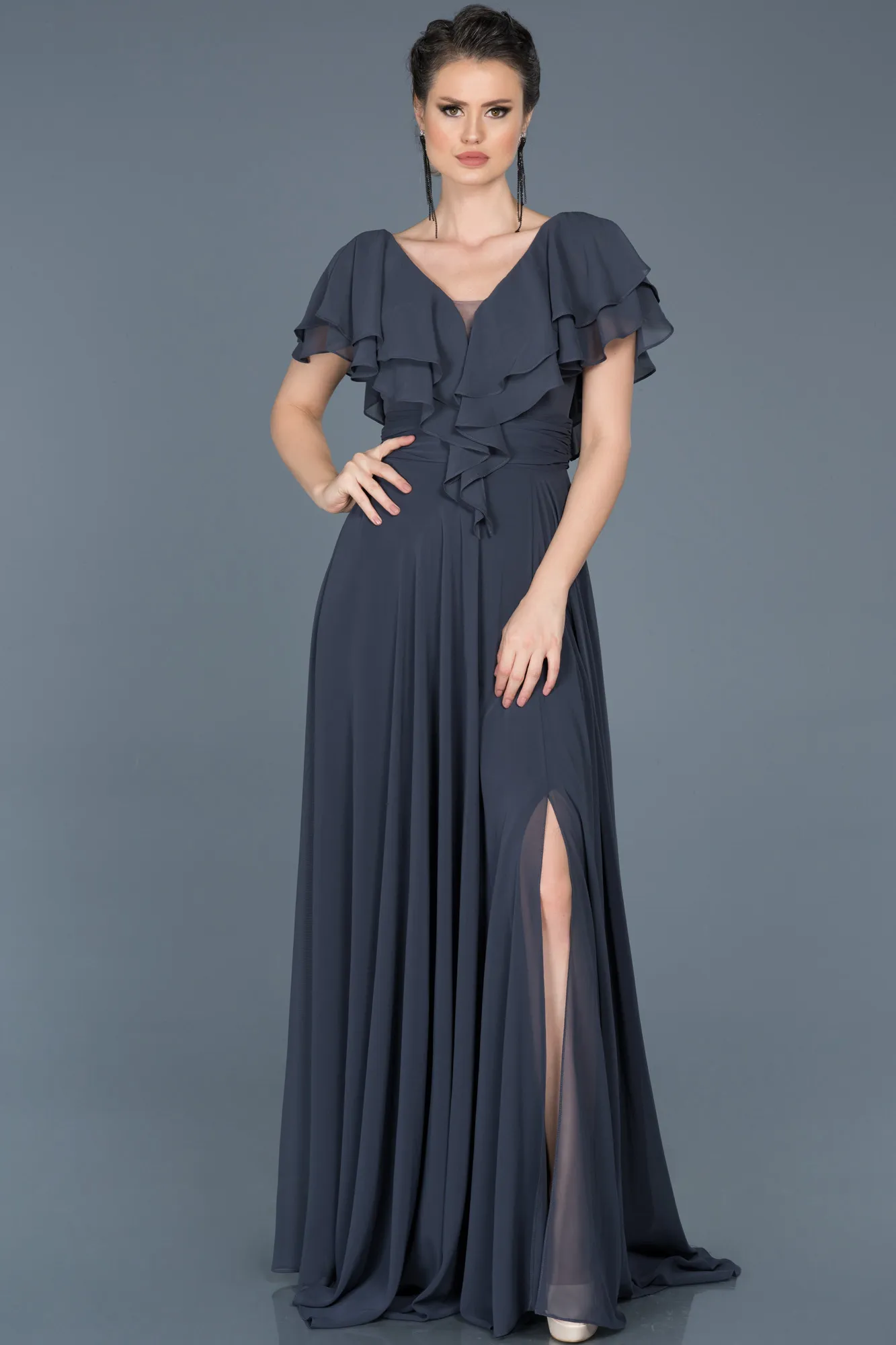 Indigo-Long Plus Size Evening Dress ABU032