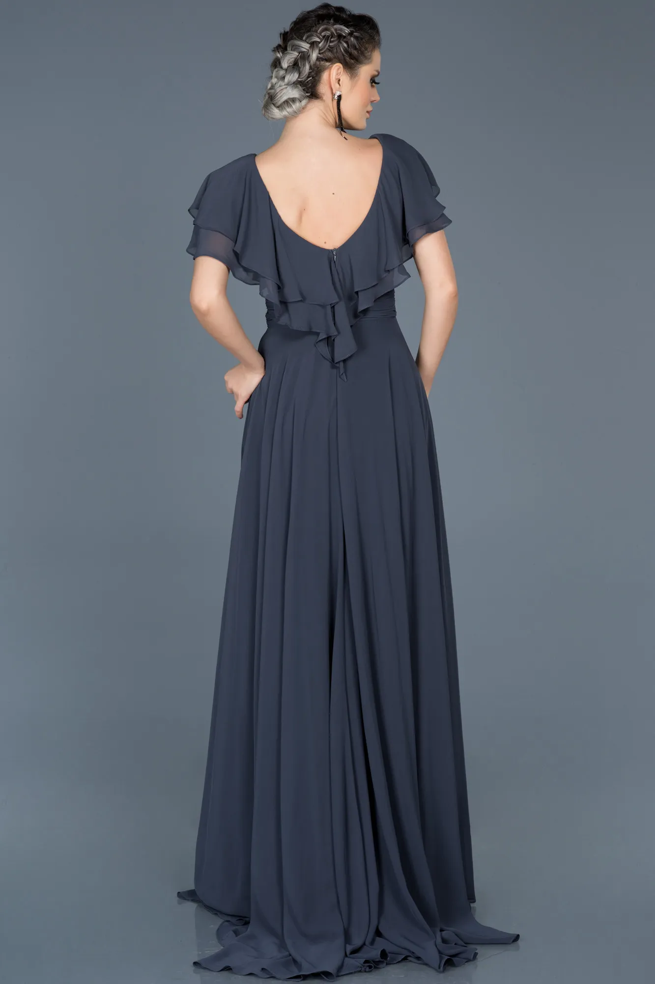 Indigo-Long Plus Size Evening Dress ABU032