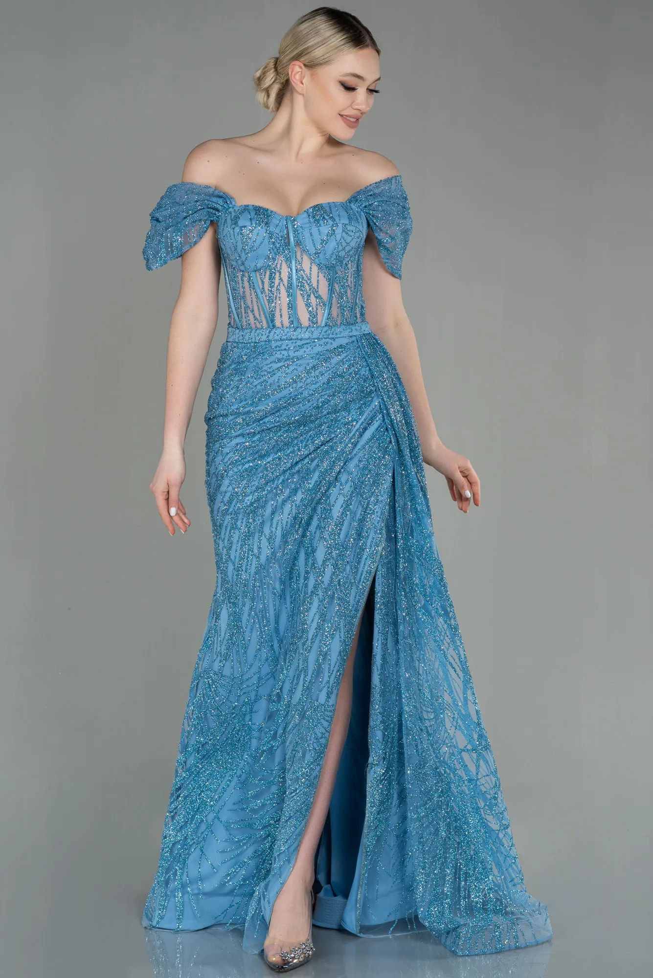 Indigo-Long Evening Dress ABU2706