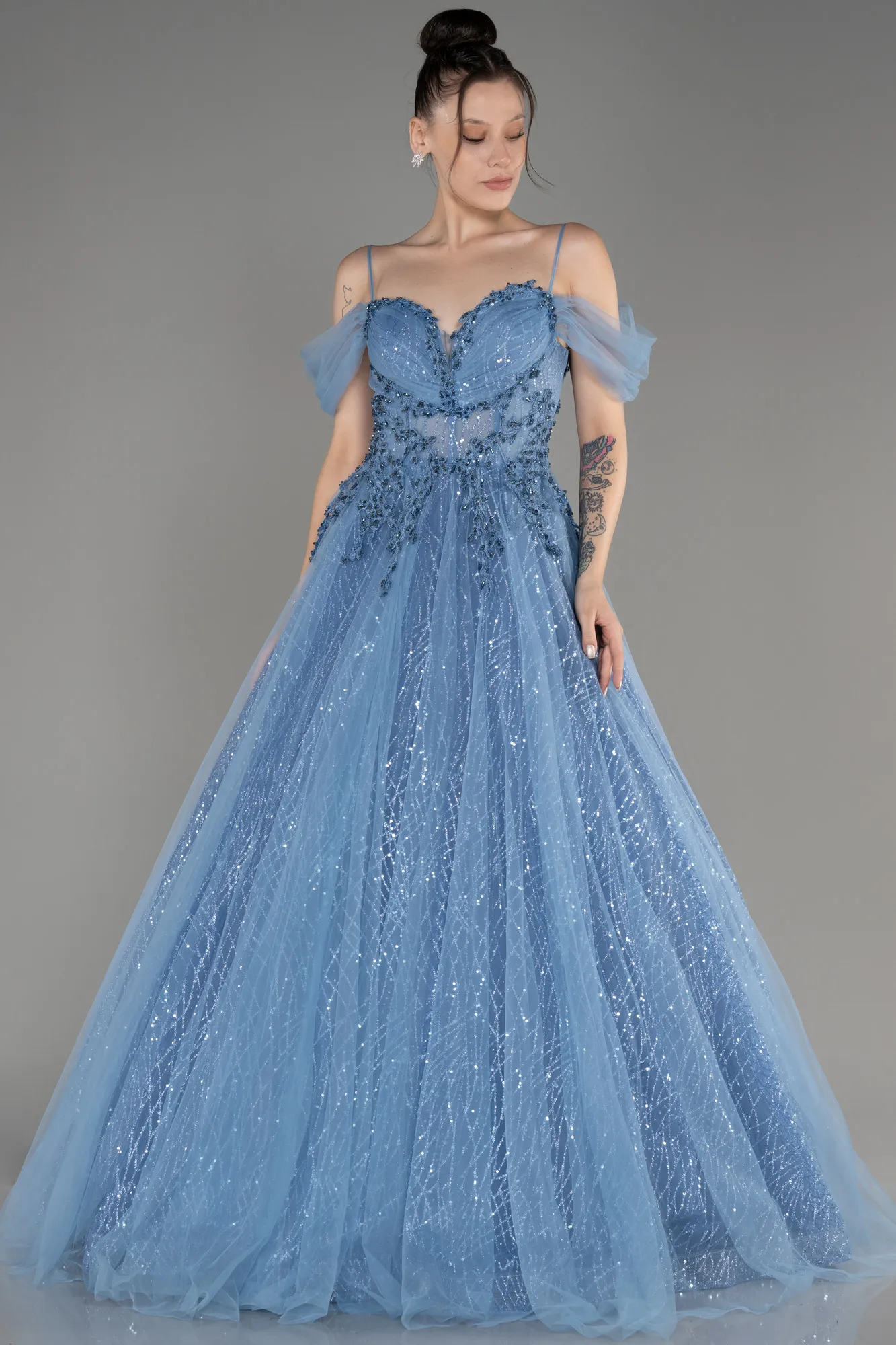 Indigo-Long Evening Dress ABU2805