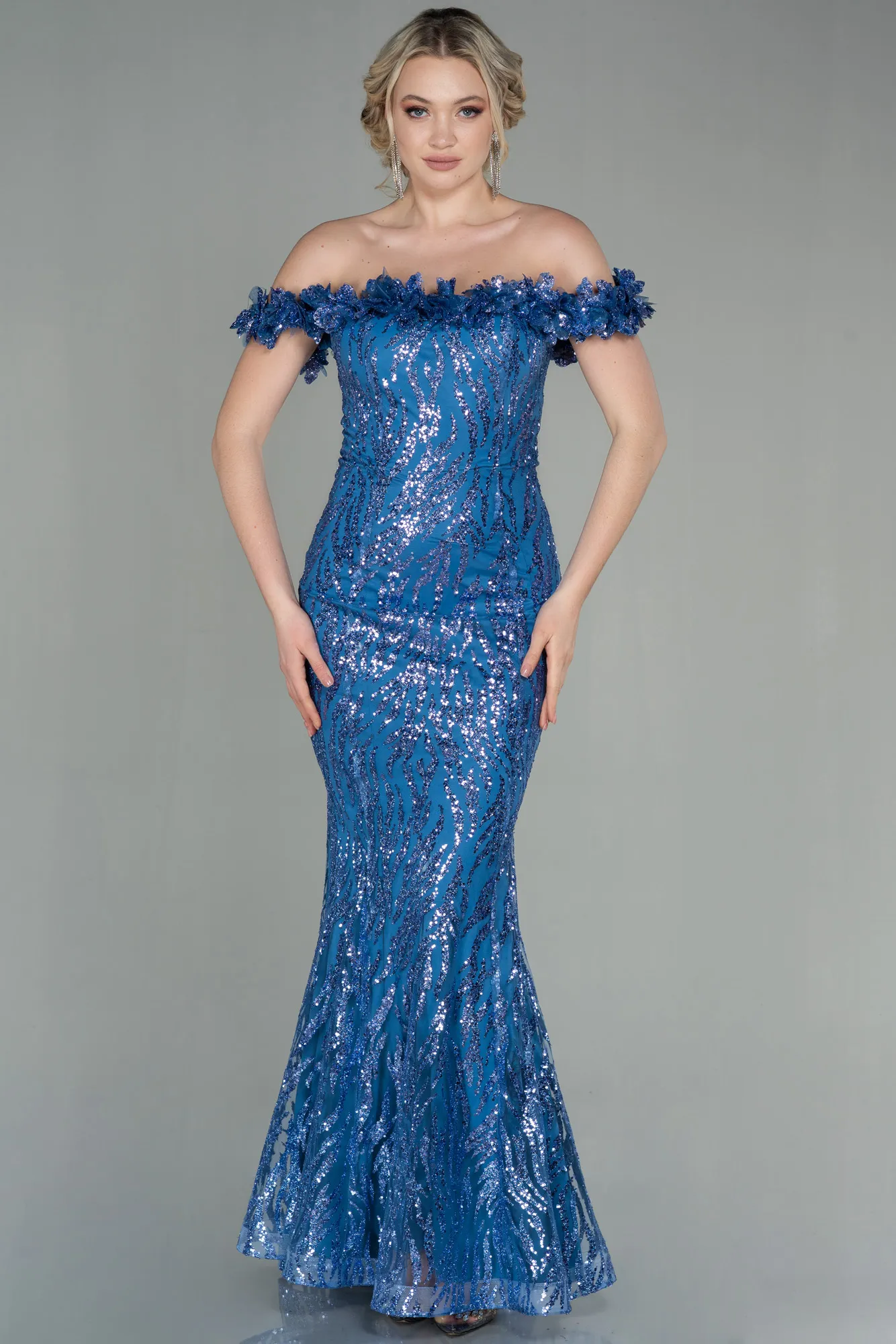 Indigo-Long Evening Dress ABU2881