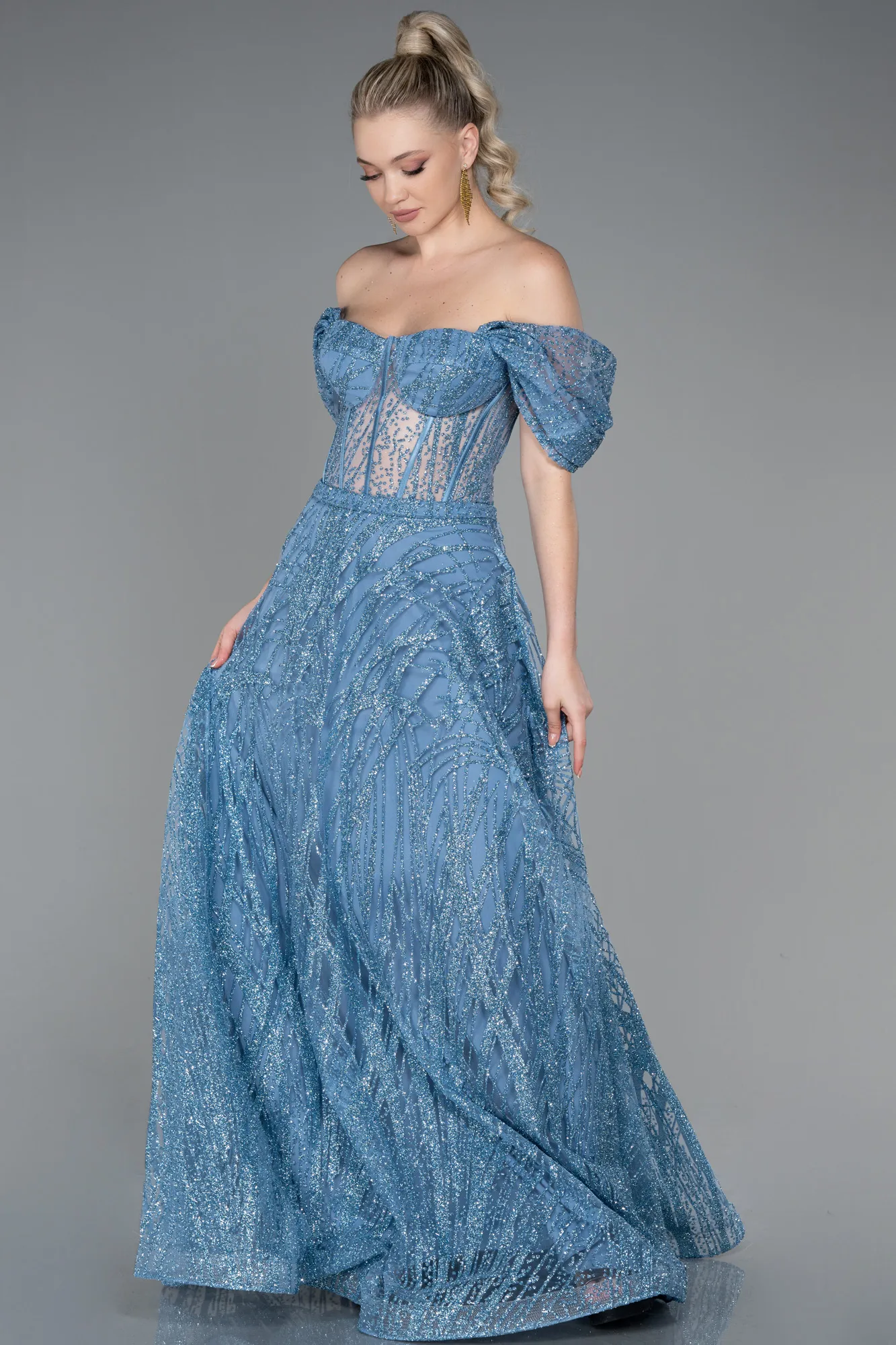 Indigo-Long Evening Dress ABU3261
