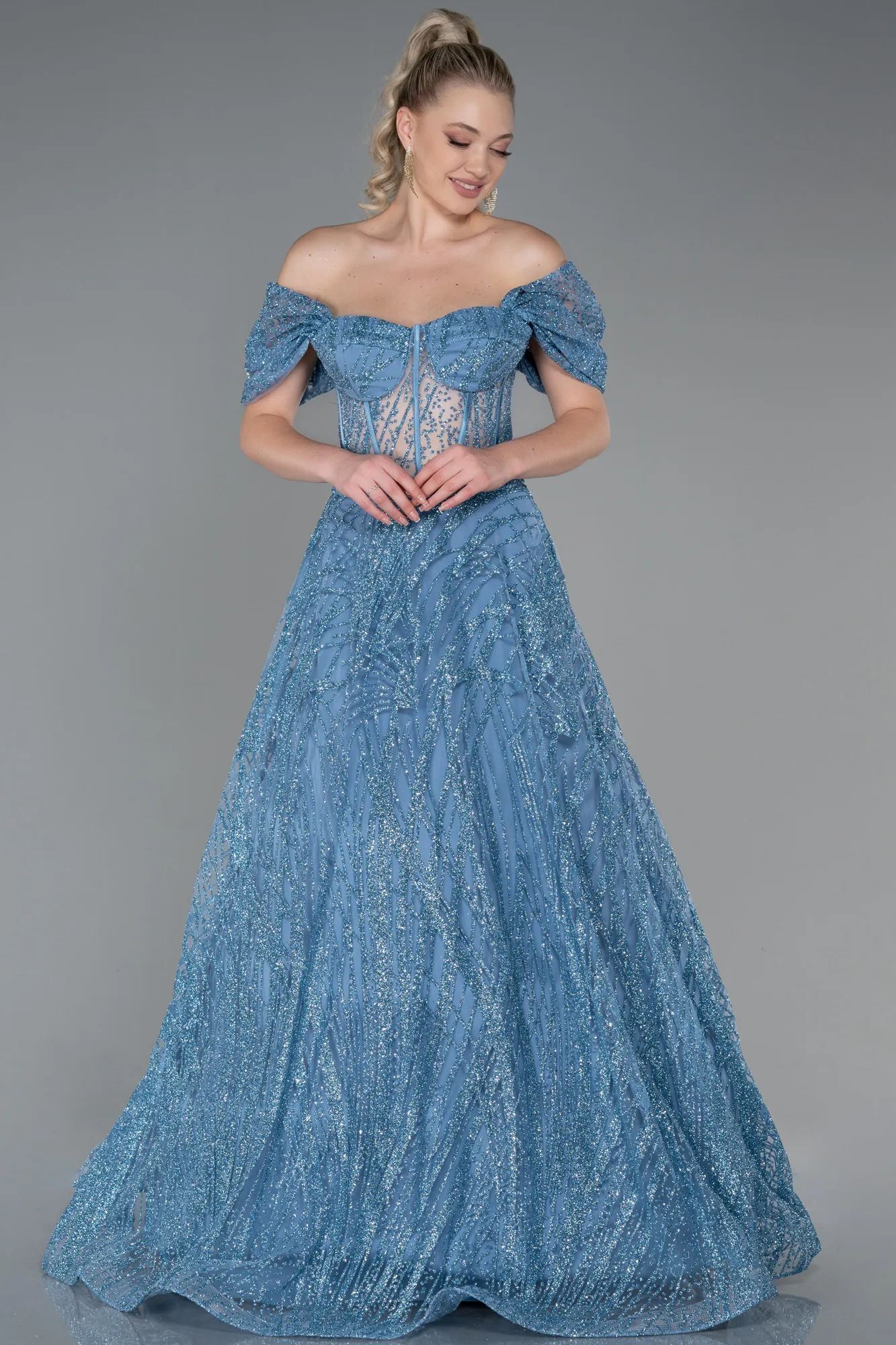 Indigo-Long Evening Dress ABU3261