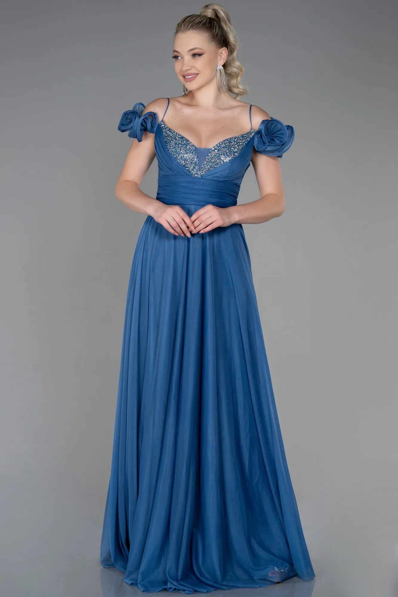 Indigo-Long Evening Dress ABU3272
