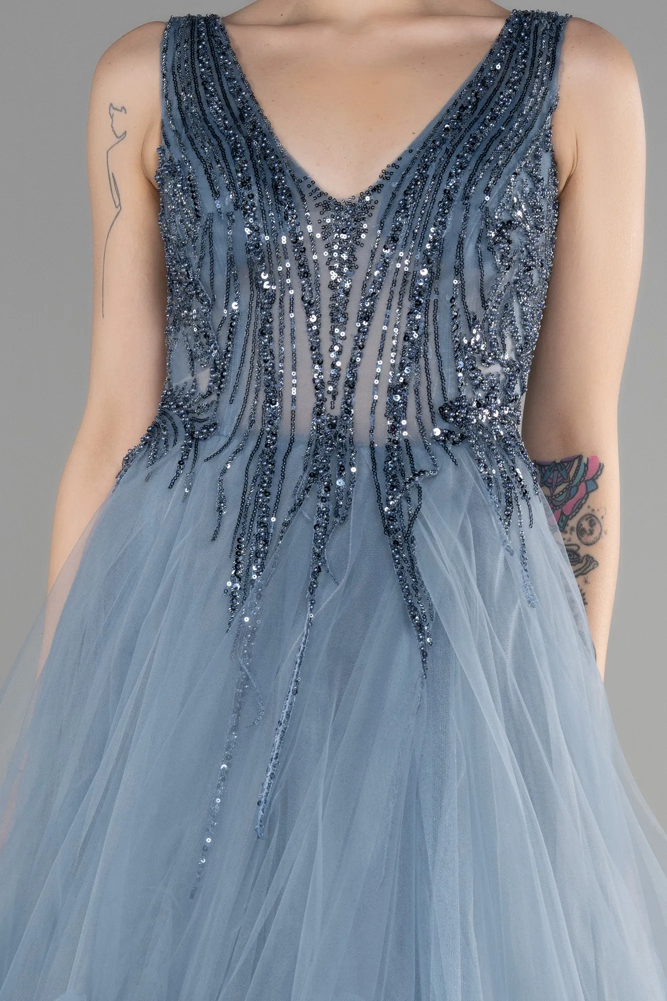 Indigo-Long Evening Dress ABU3529