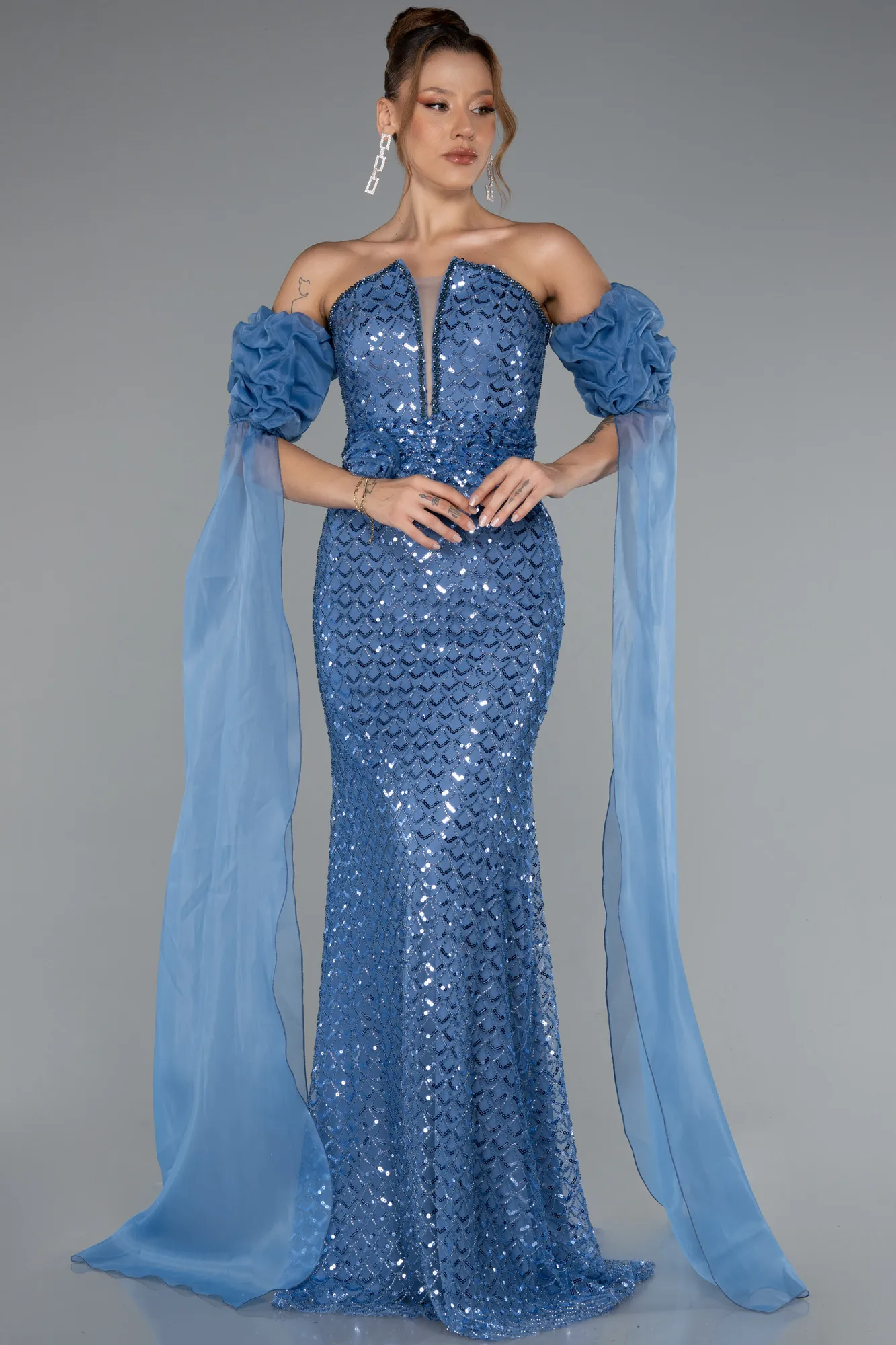 Indigo-Long Evening Dress ABU5100