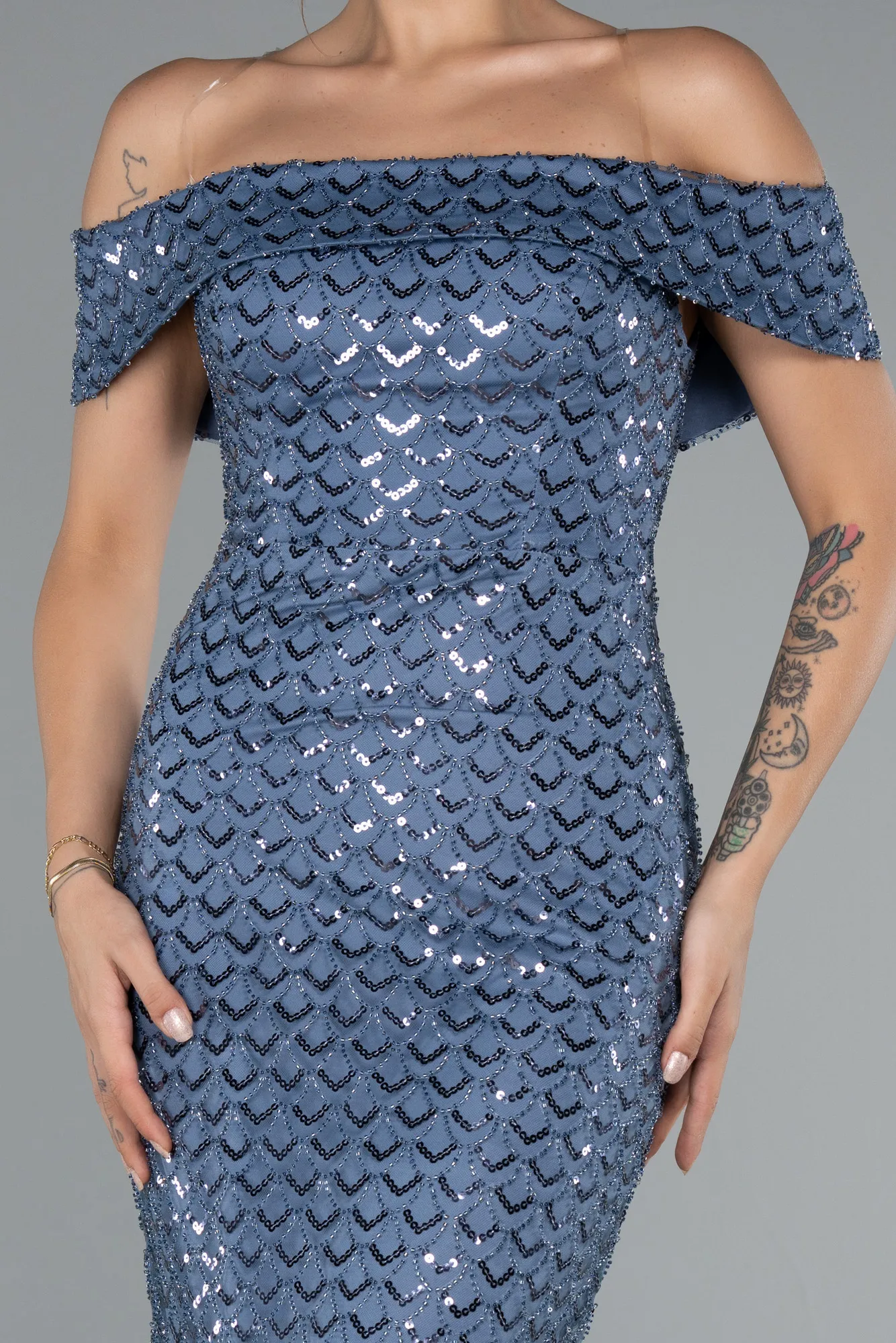 Indigo-Long Evening Dress ABU5186