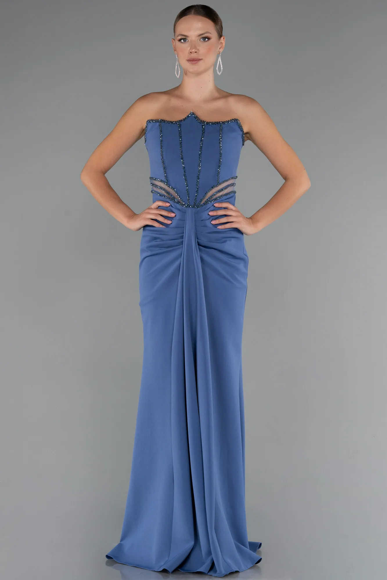 Indigo-Long Evening Dress ABU5227