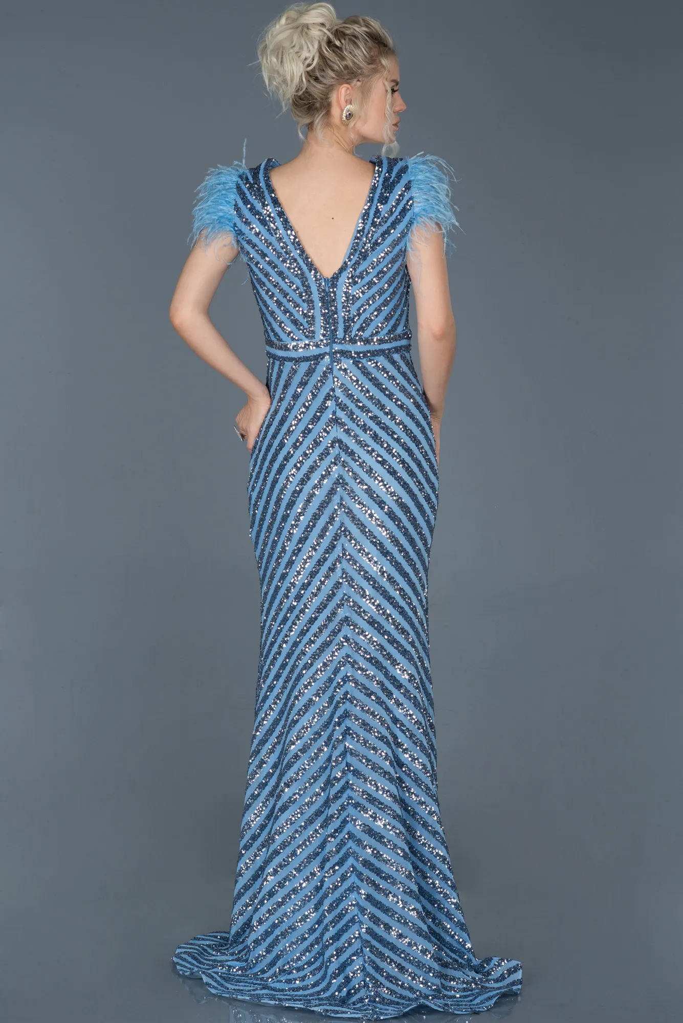 Indigo-Long Evening Dress ABU881