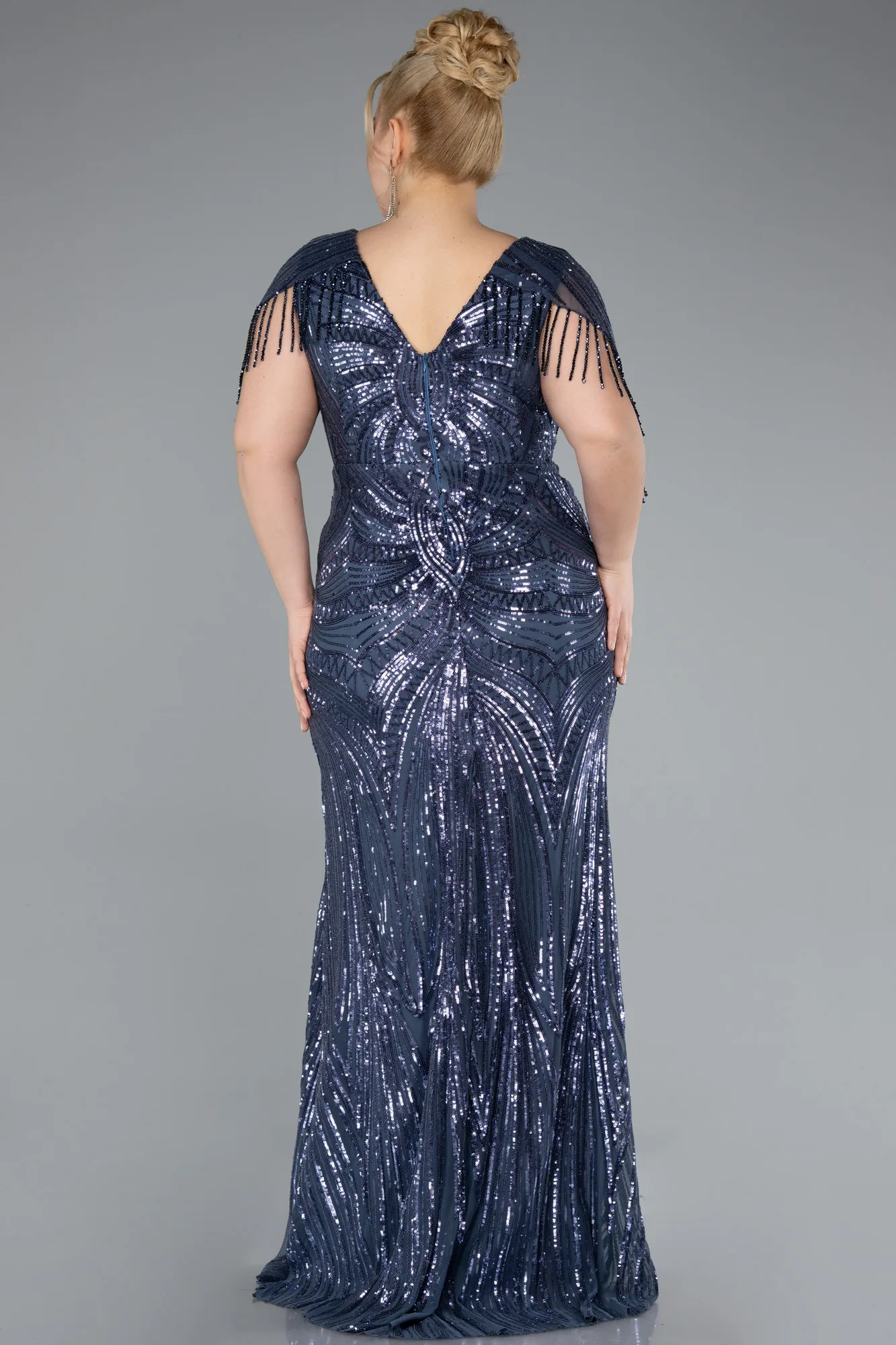 Indigo-Long Formal Plus Size Dress ABU4953