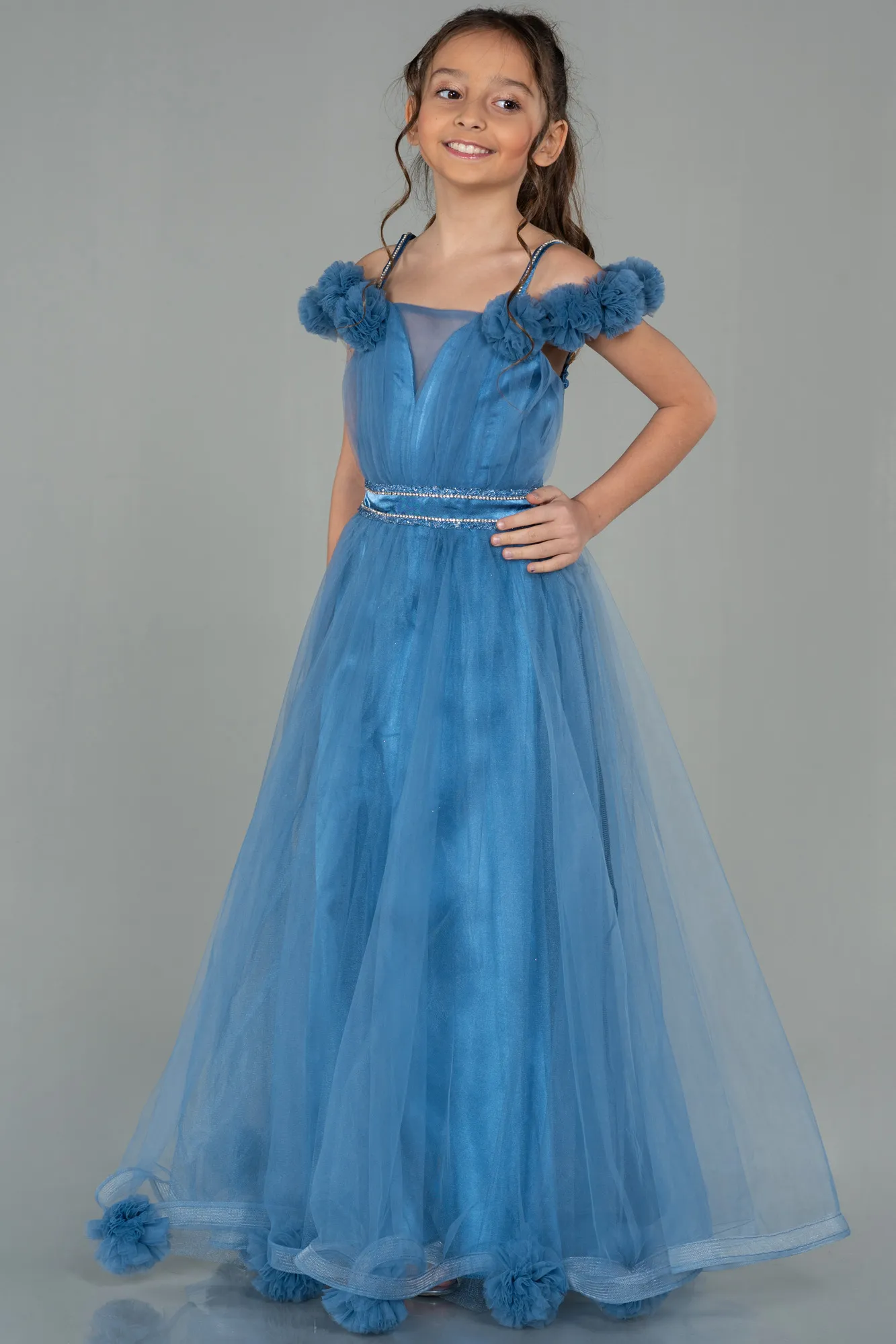 Indigo-Long Girl Dress ABU2450