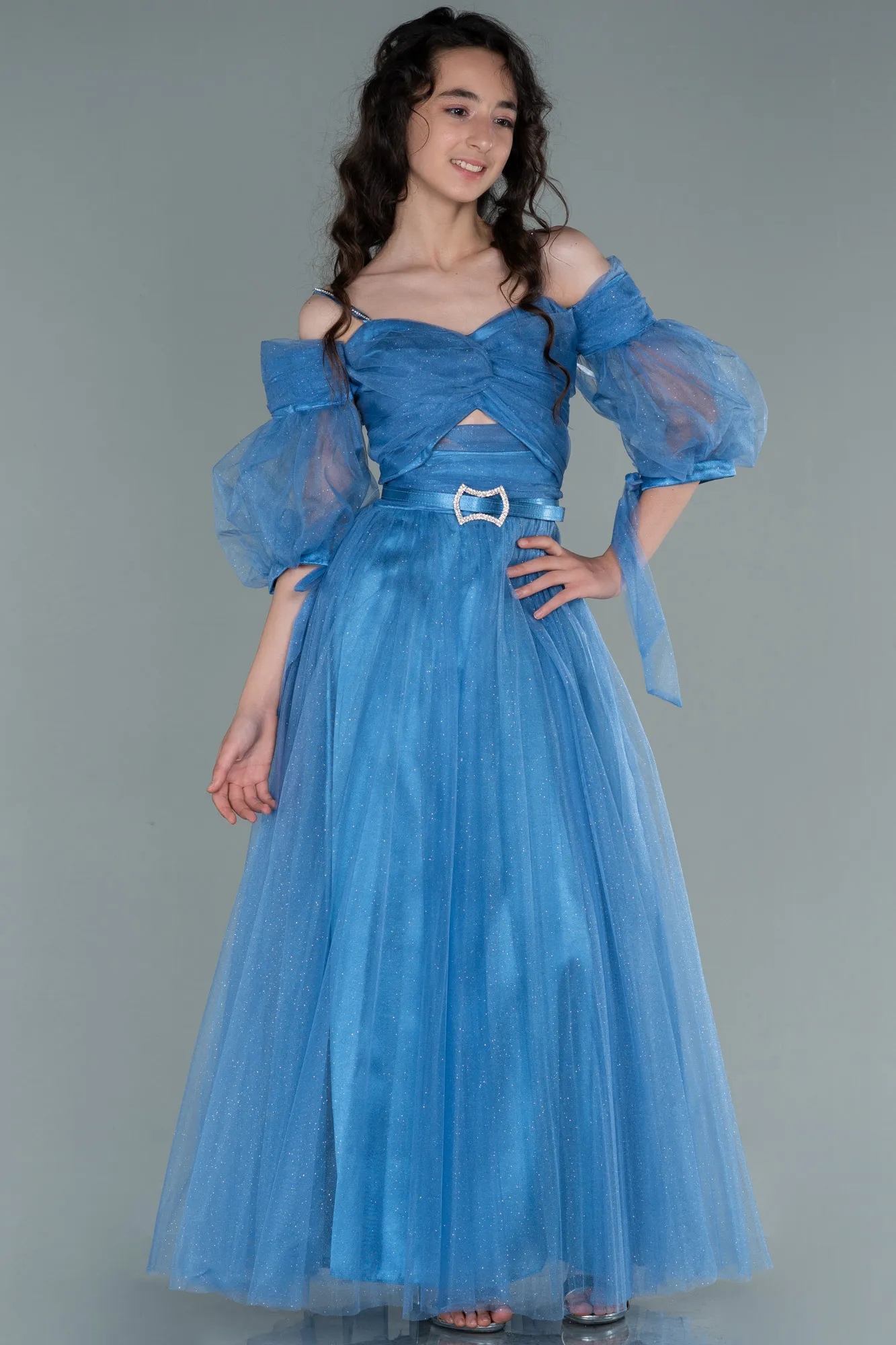 Indigo-Long Girl Dress ABU2451