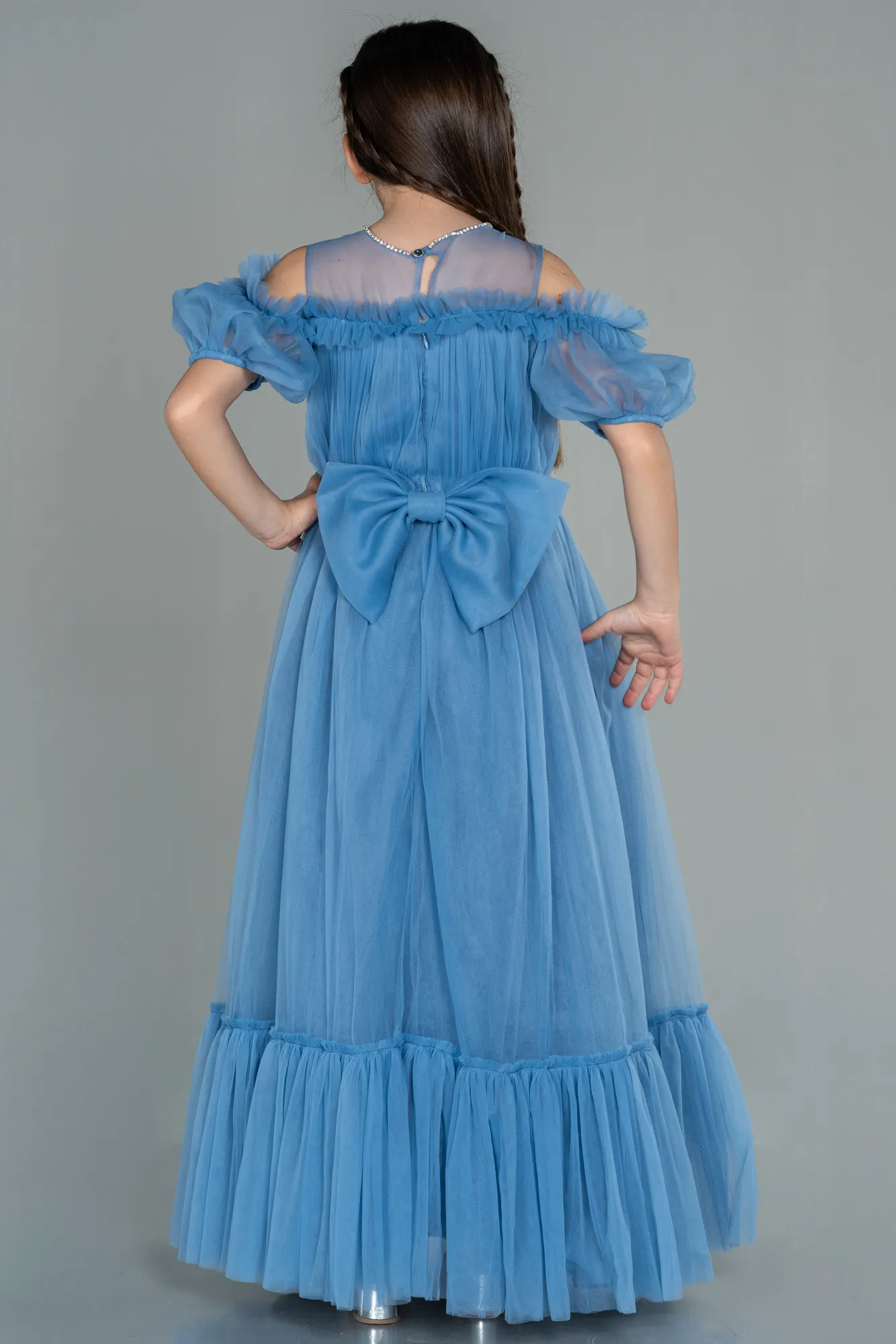 Indigo-Long Girl Dress ABU3042