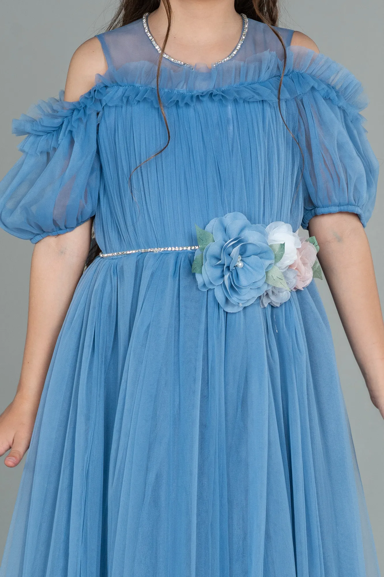 Indigo-Long Girl Dress ABU3042