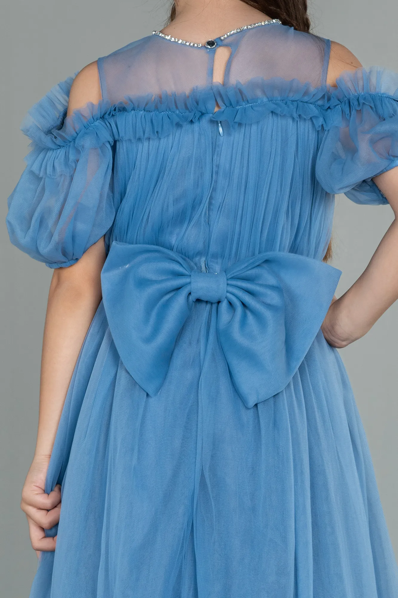 Indigo-Long Girl Dress ABU3042