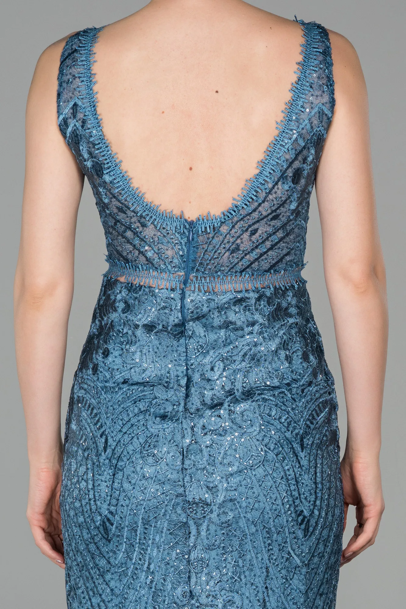 Indigo-Long Laced Evening Dress ABU1611