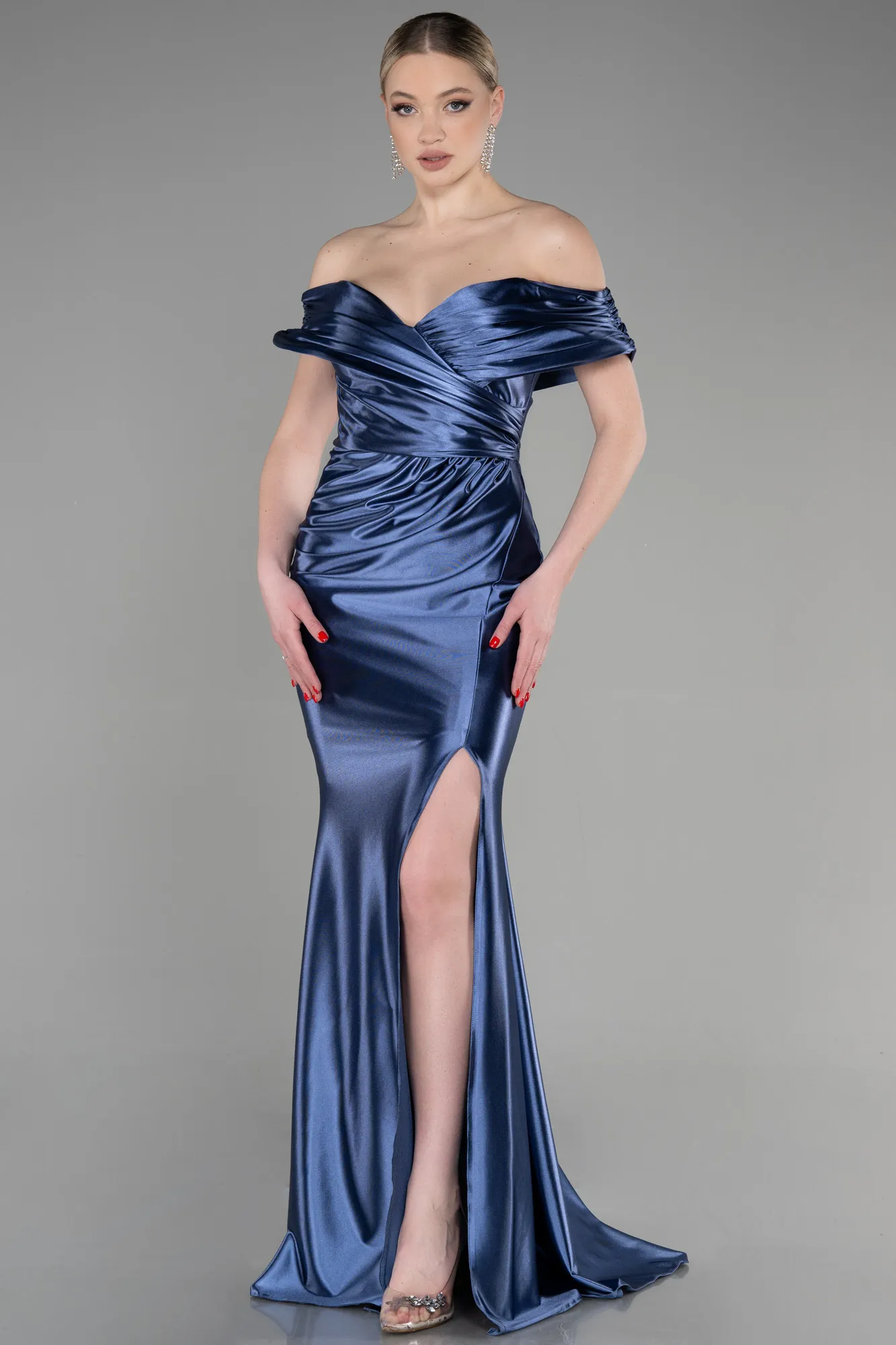 Indigo-Long Mermaid Evening Gown ABU3612