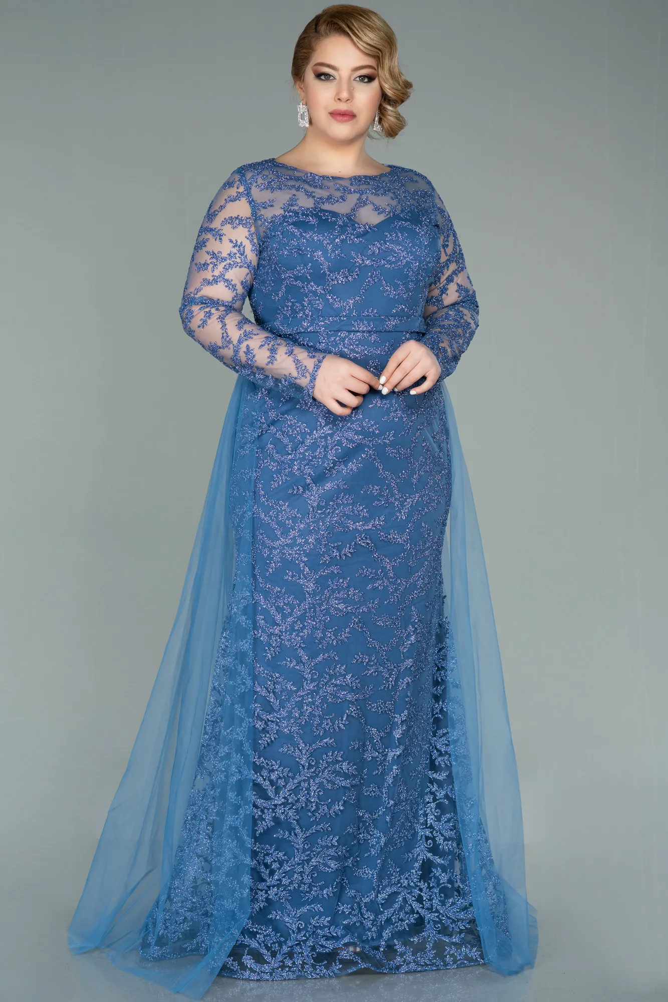 Indigo-Long Oversized Evening Dress ABU2238