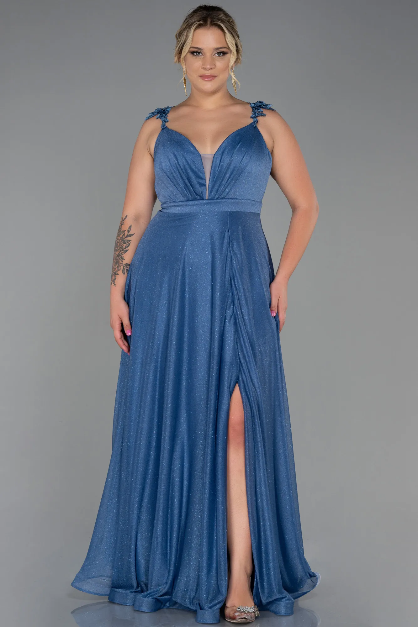 Indigo-Long Oversized Evening Dress ABU3174