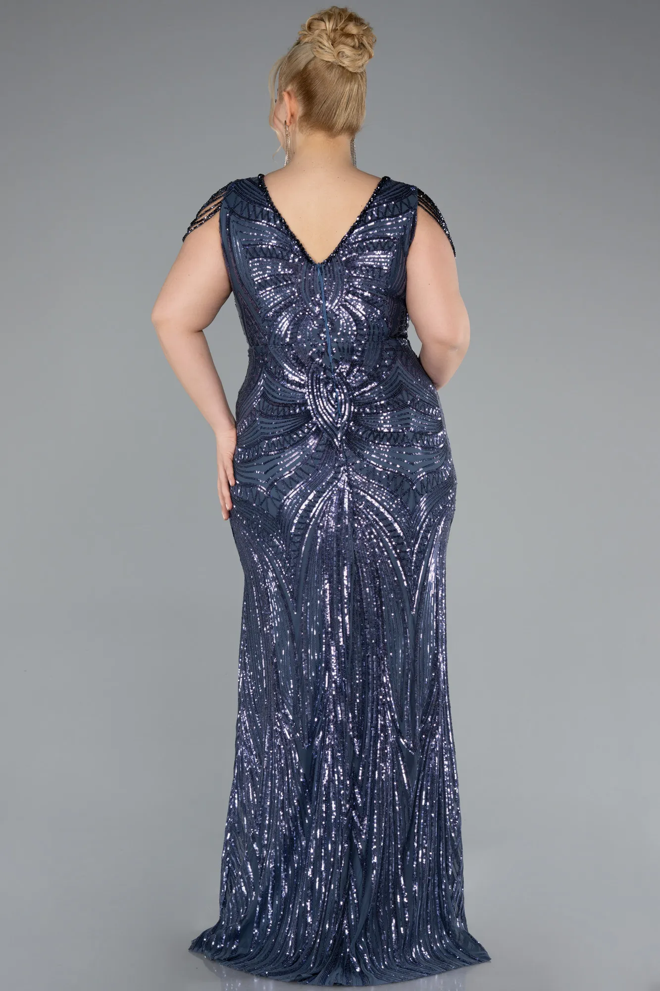 Indigo-Long Oversized Evening Dress ABU4952